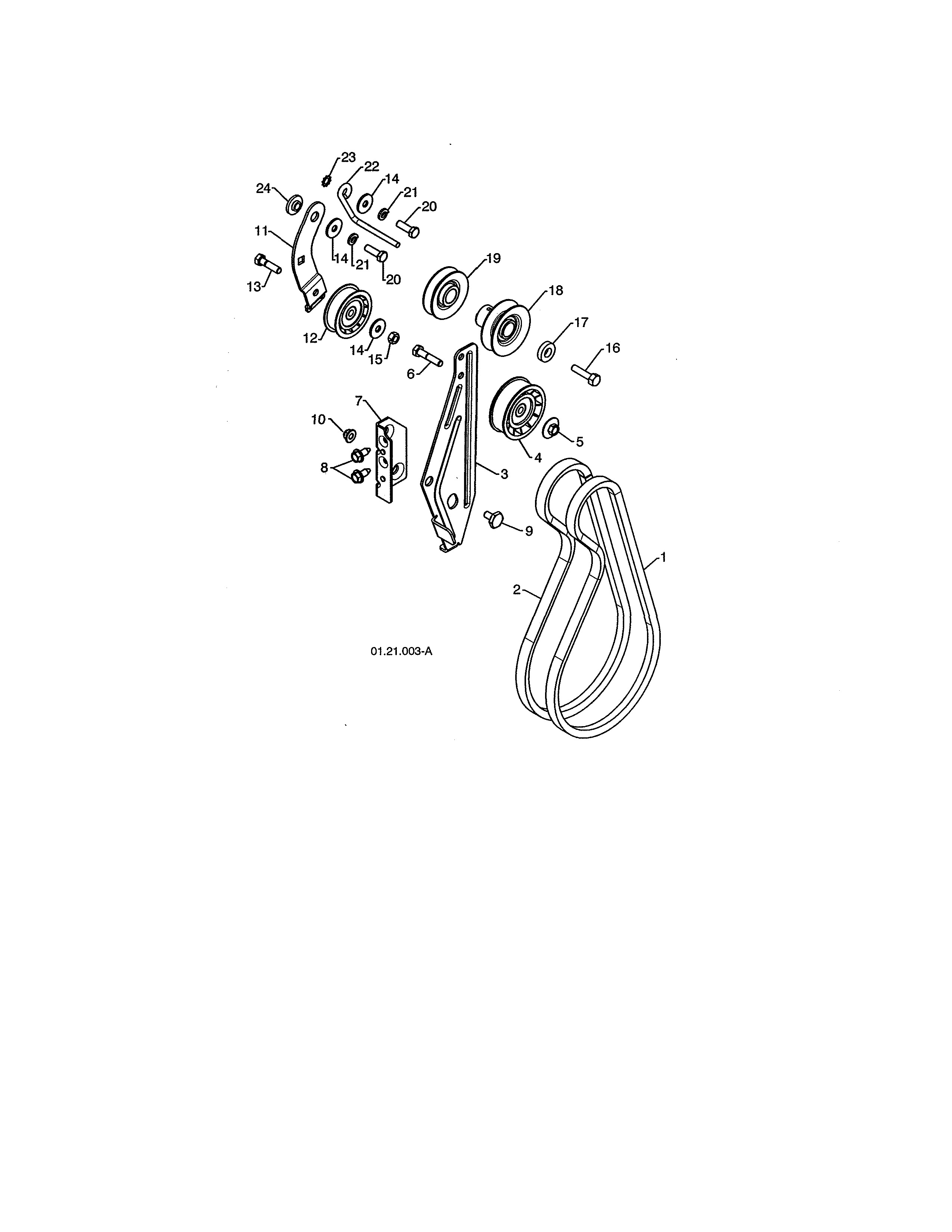 Poulan PR624ES-96192002900 impeller & traction belts diagram