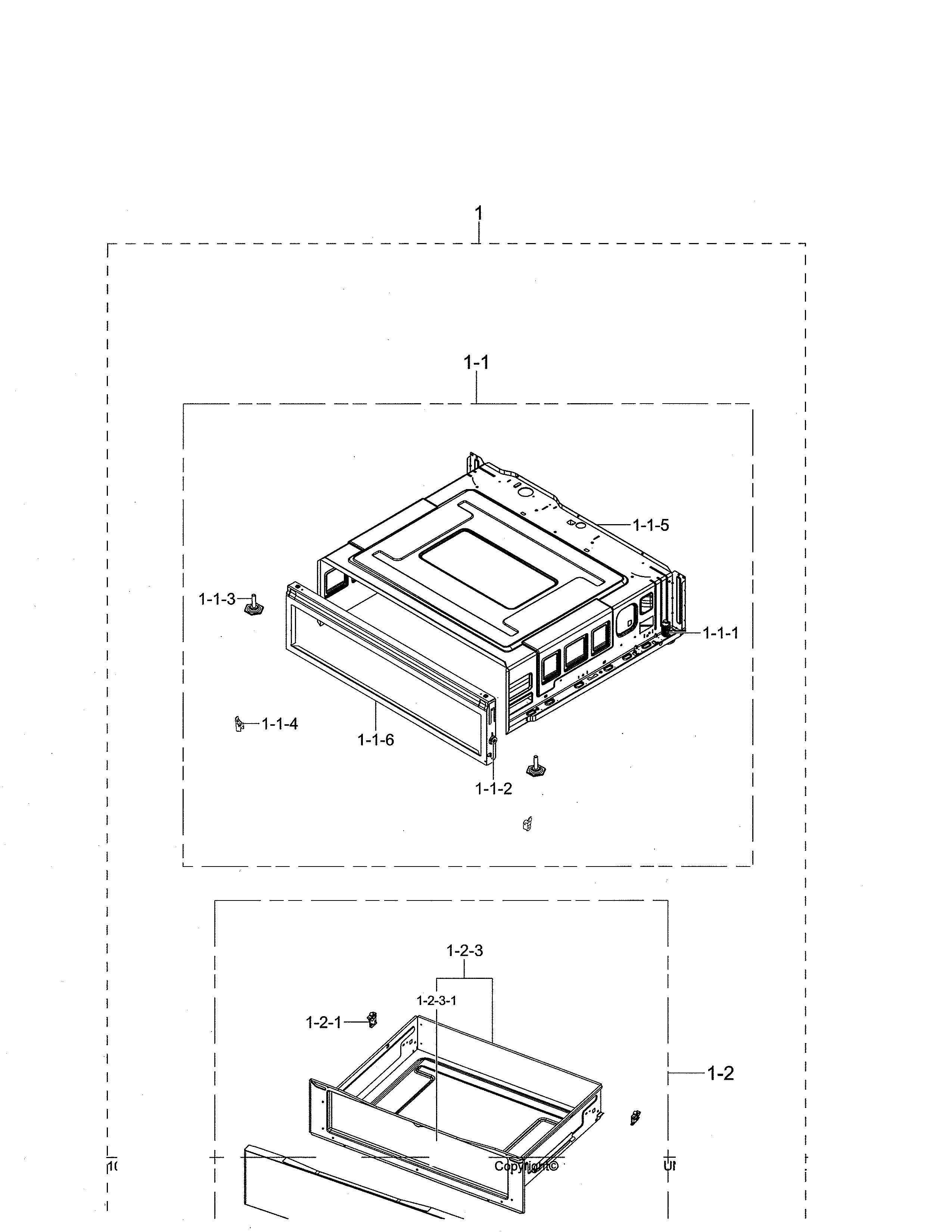 Samsung NE595R0ABSR/AA-01 drawer diagram