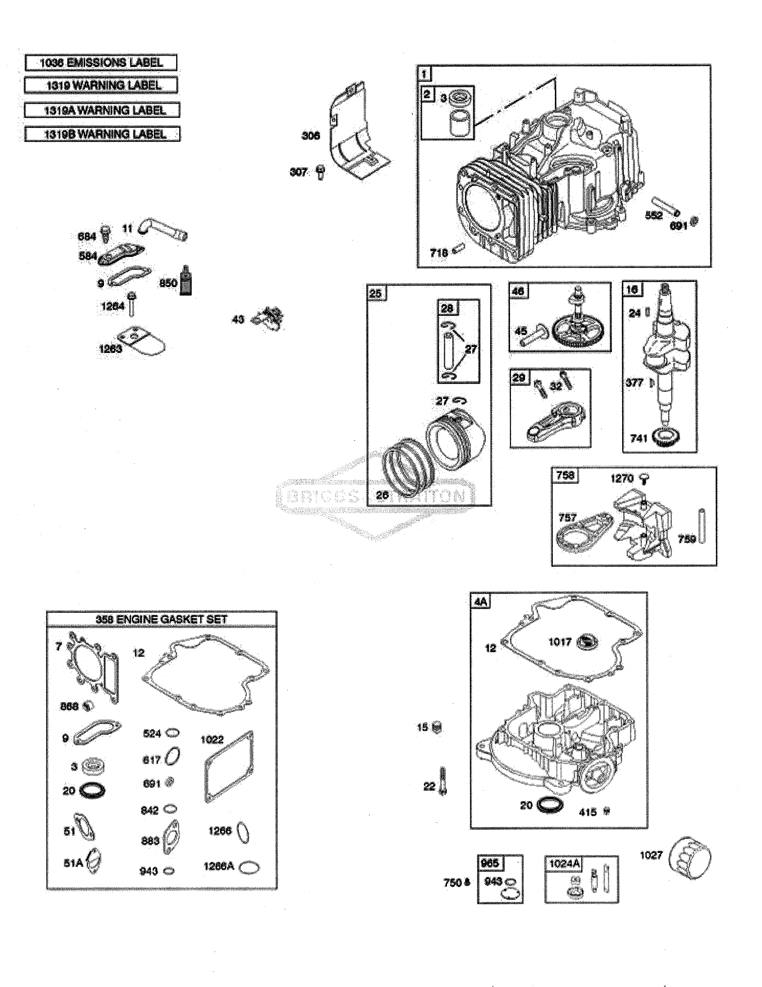 Husqvarna 917223840 cylinder/crankshaft/gasket set diagram