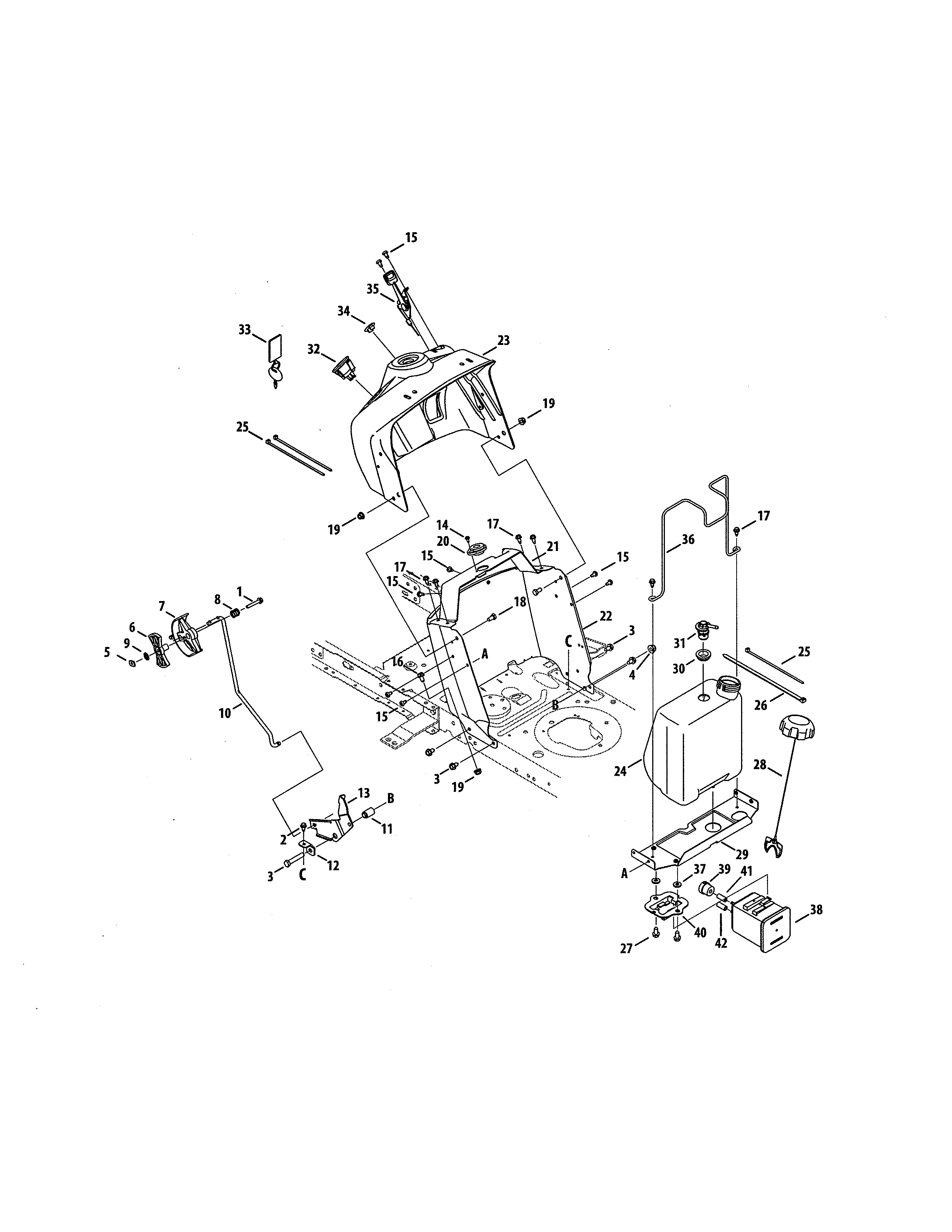 Craftsman 247203777 fuel tank/upper dash panel diagram