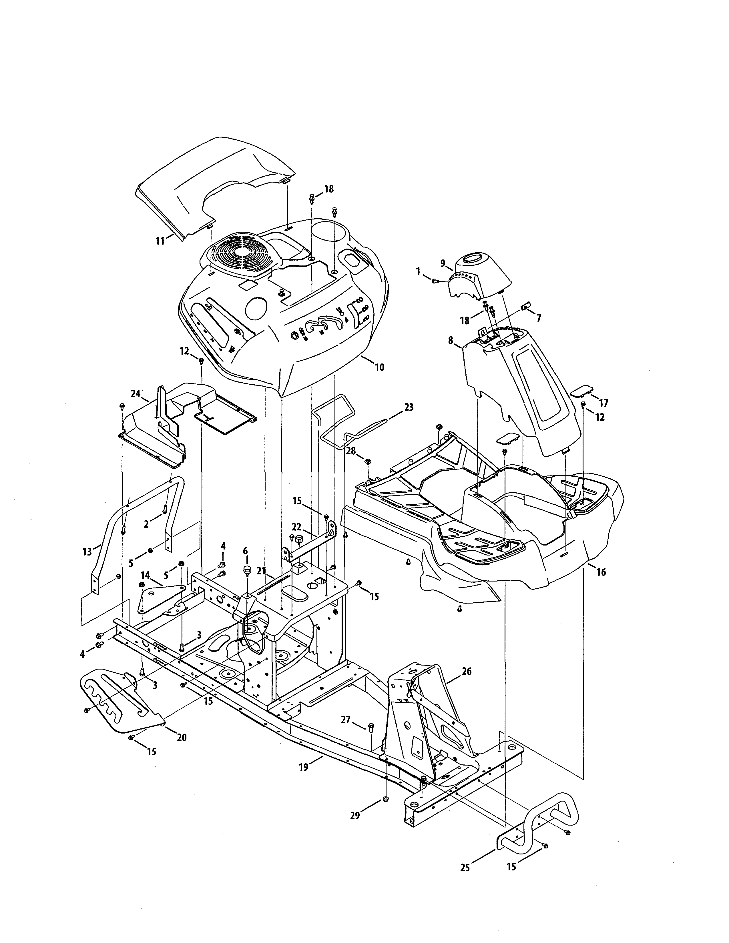 MTD 13A726JD299 fender/frame/running board diagram