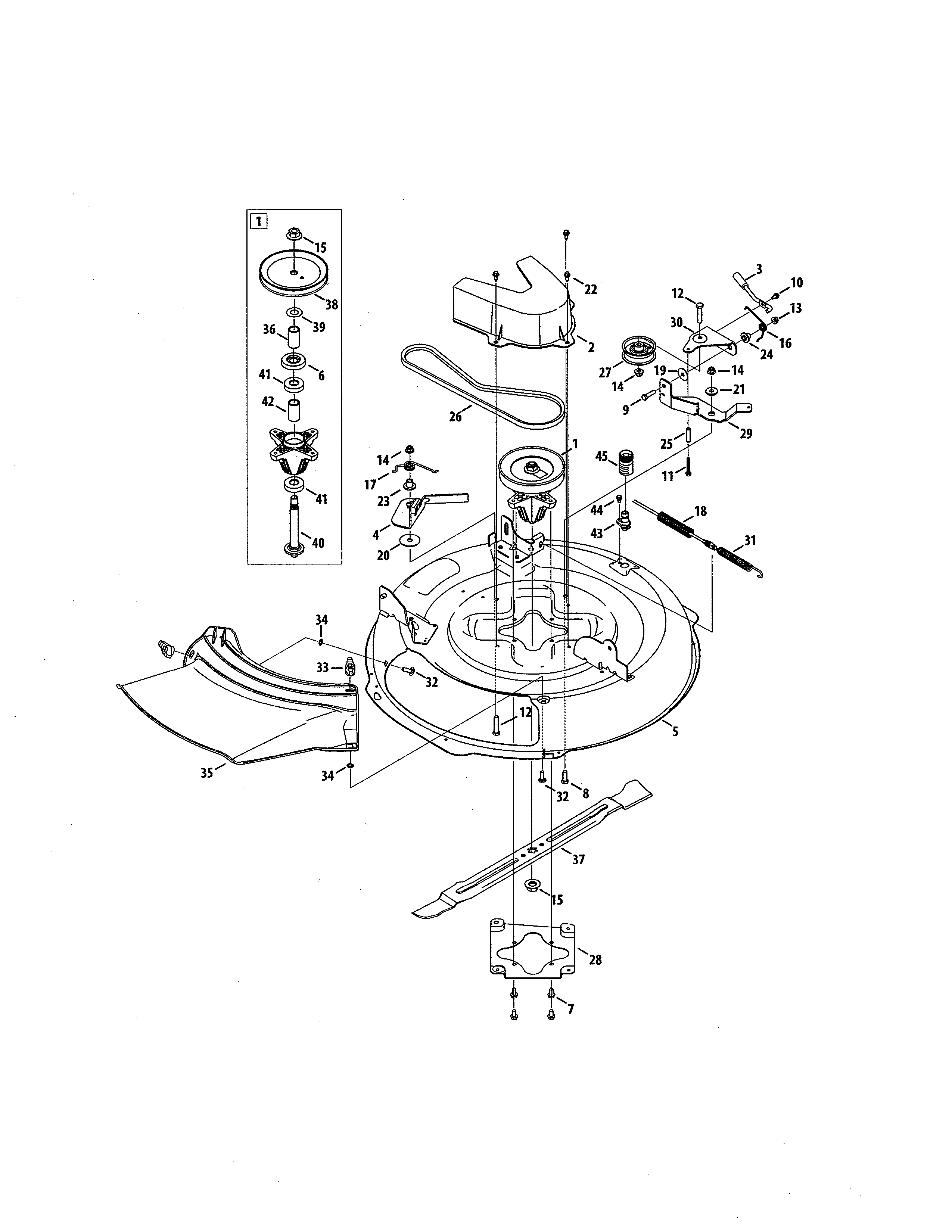 MTD 13A726JD299 deck/spindle pulley diagram