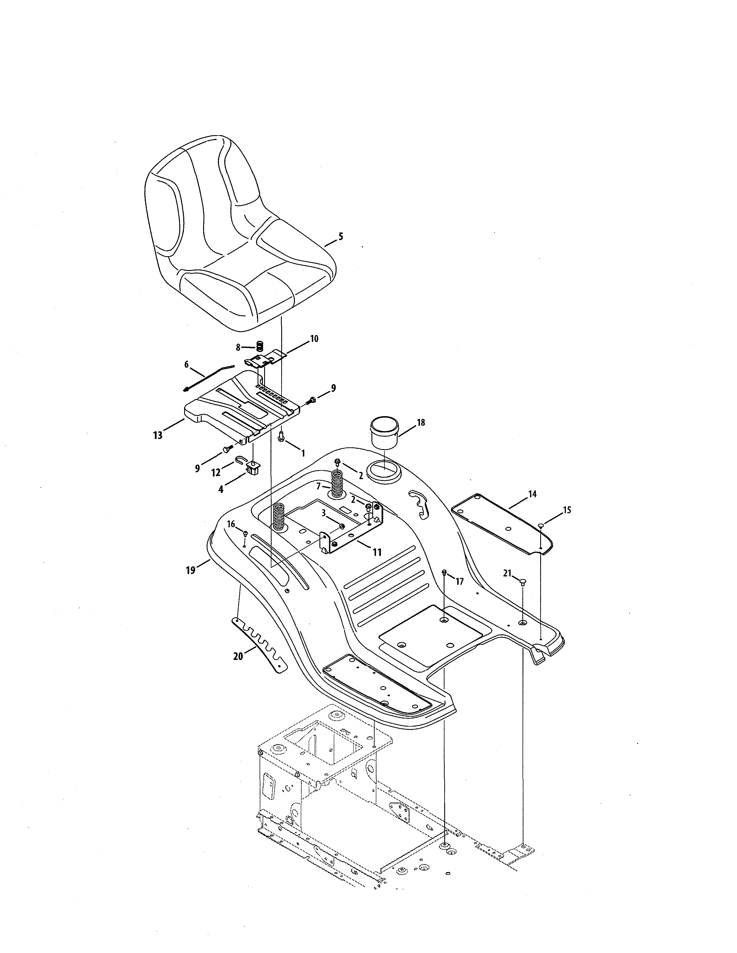 MTD 13BL78XT299 seat/fender diagram
