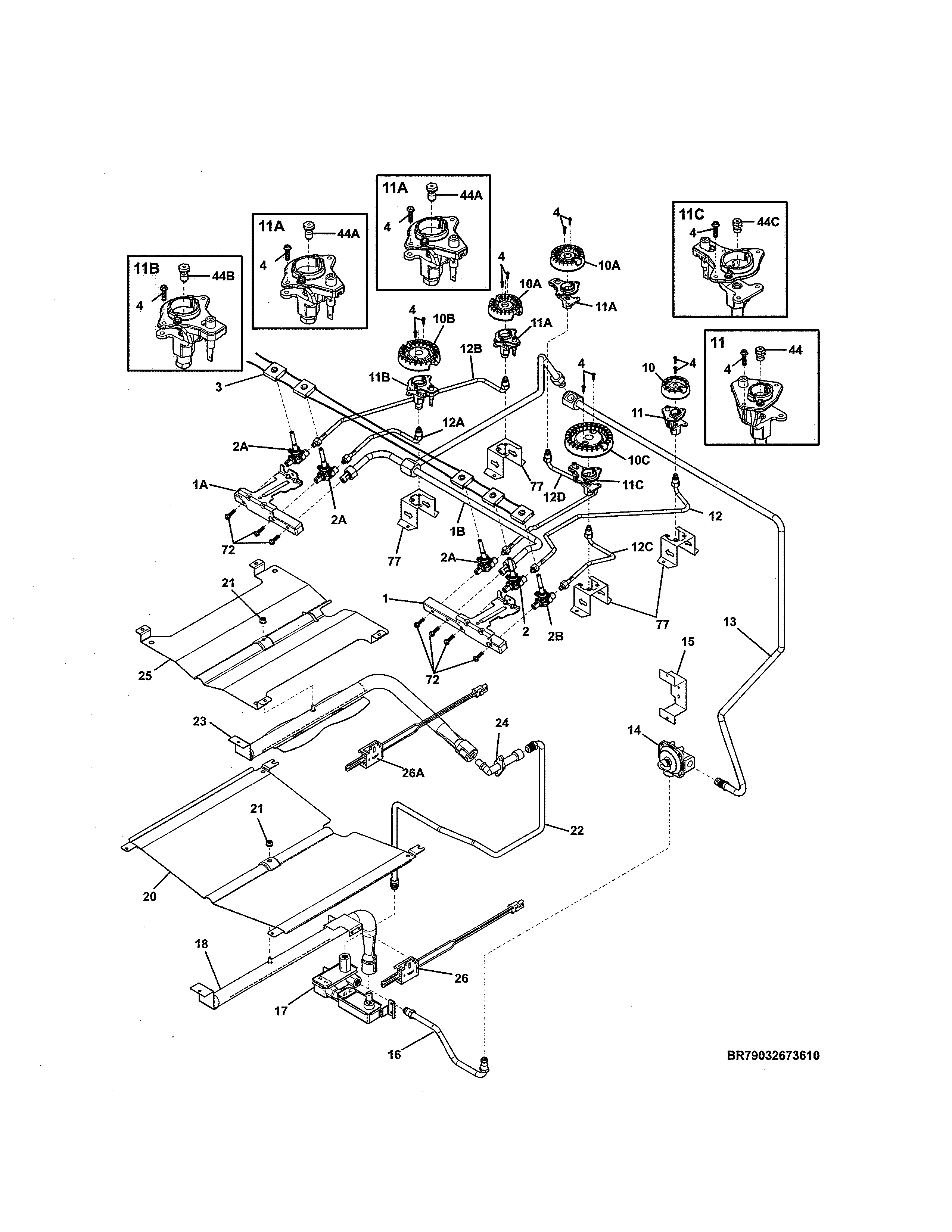 Kenmore 79032673610 burner diagram