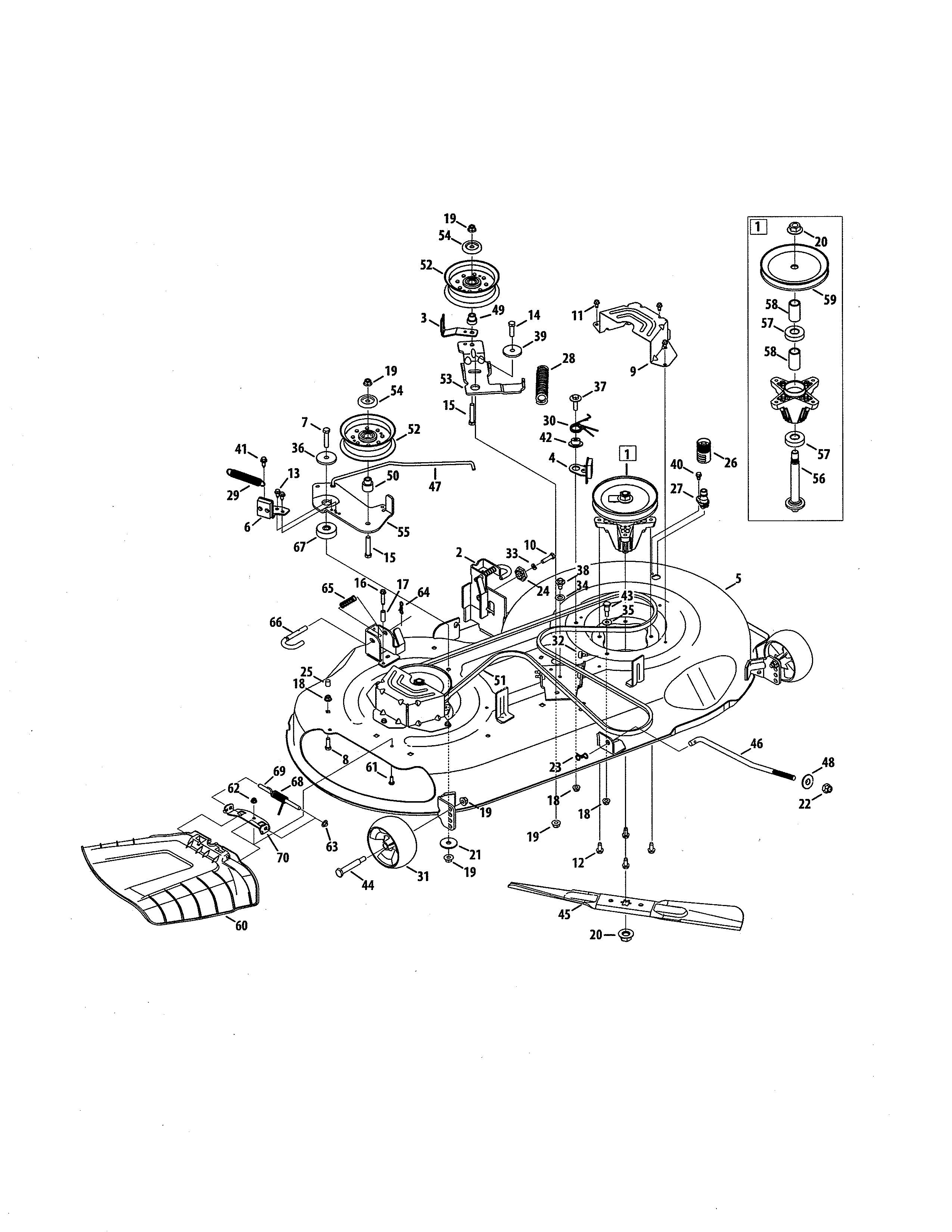 MTD 13BL78XT099 deck/spindle pulley diagram