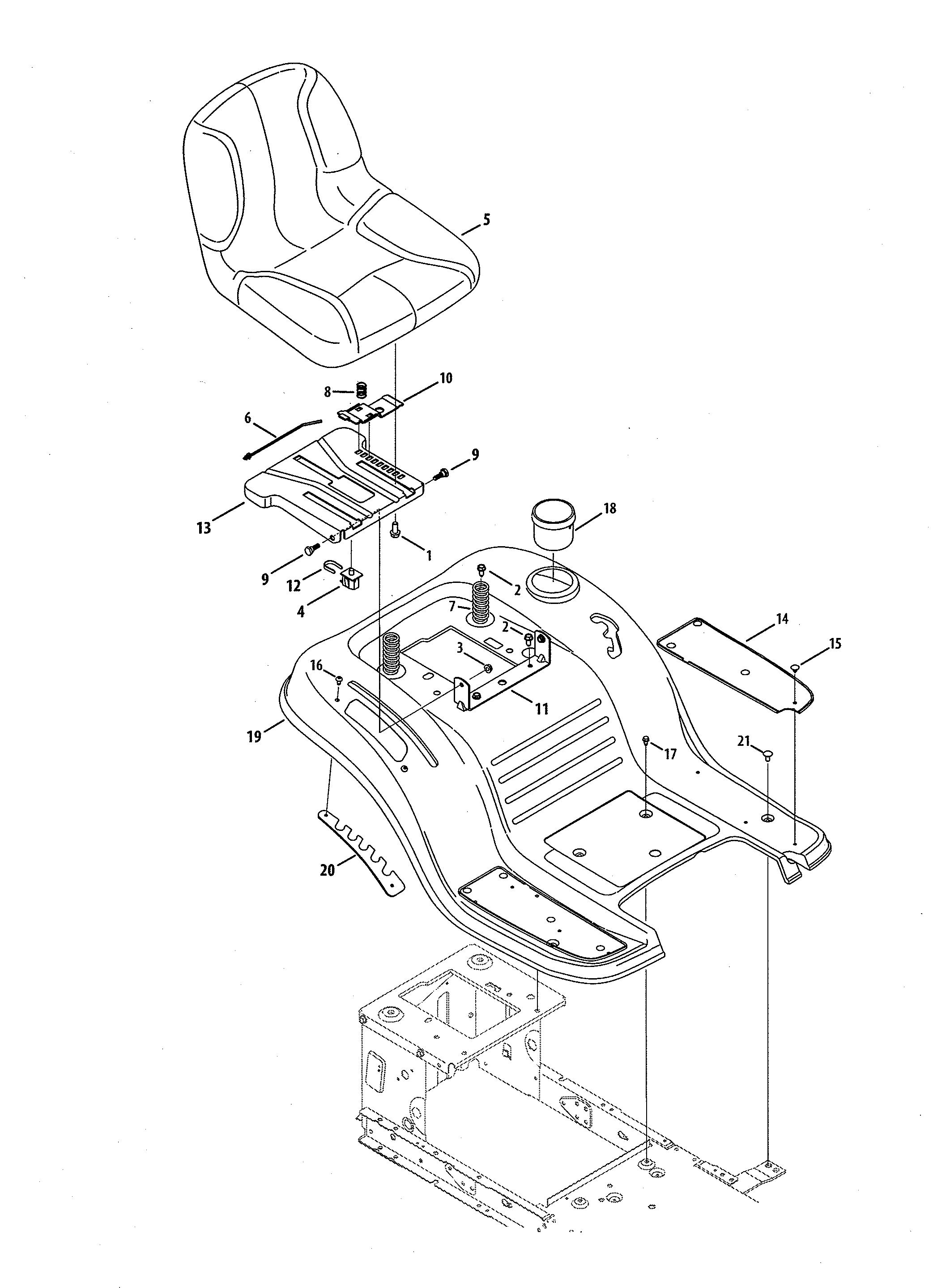 MTD 13A878XT299 seat/fender diagram