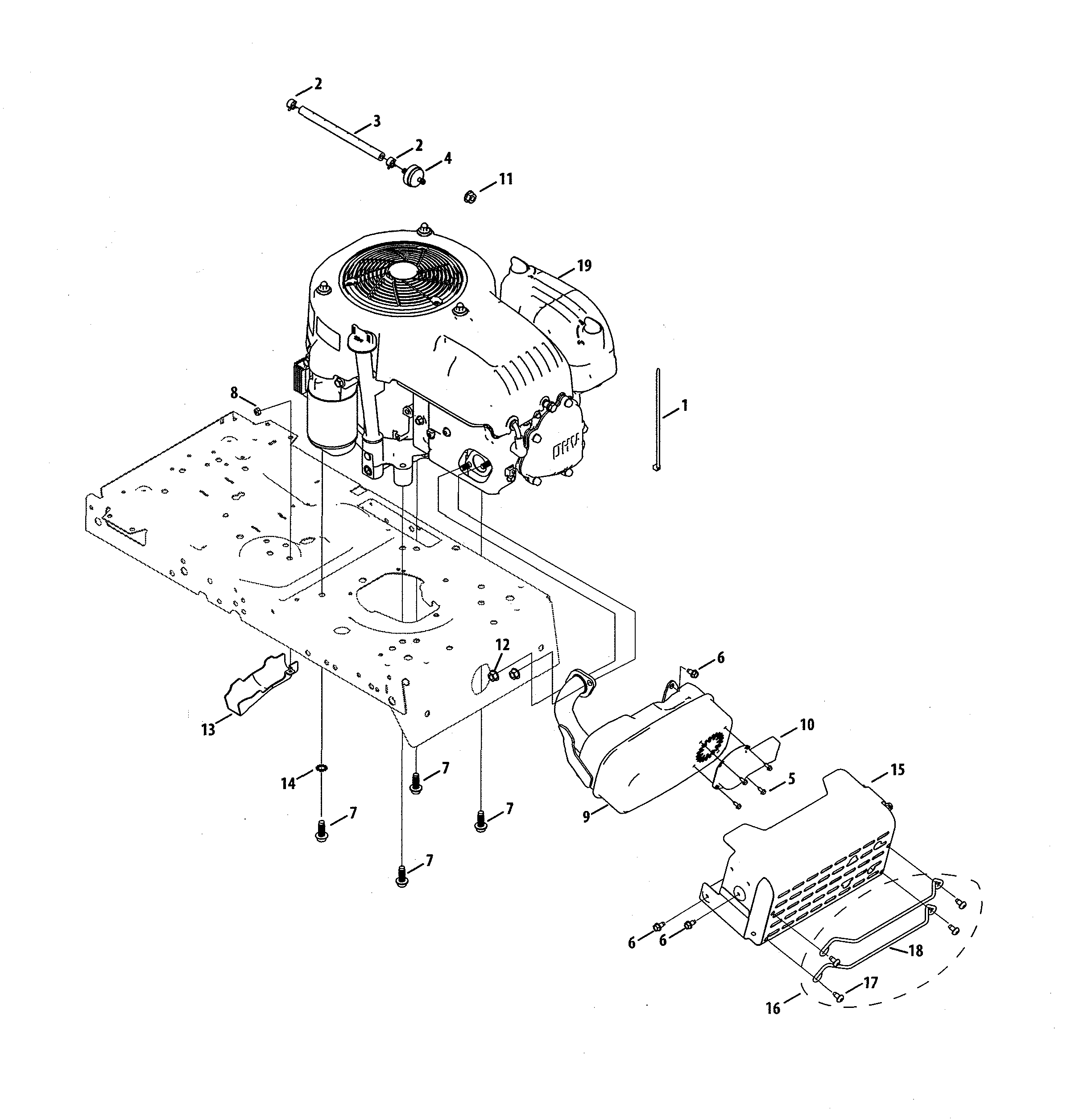 MTD 13A878XT299 engine/muffler diagram