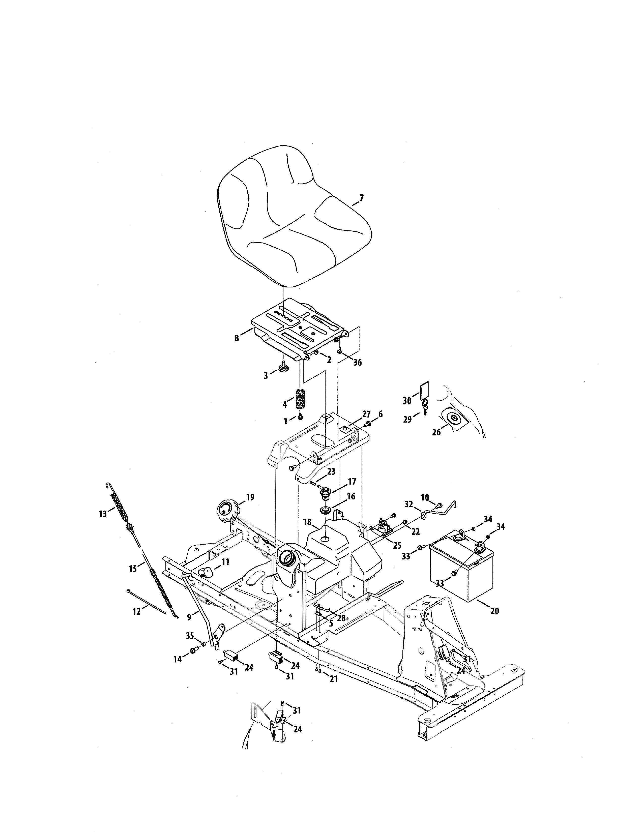 Craftsman 247299000 seat/fuel tank diagram
