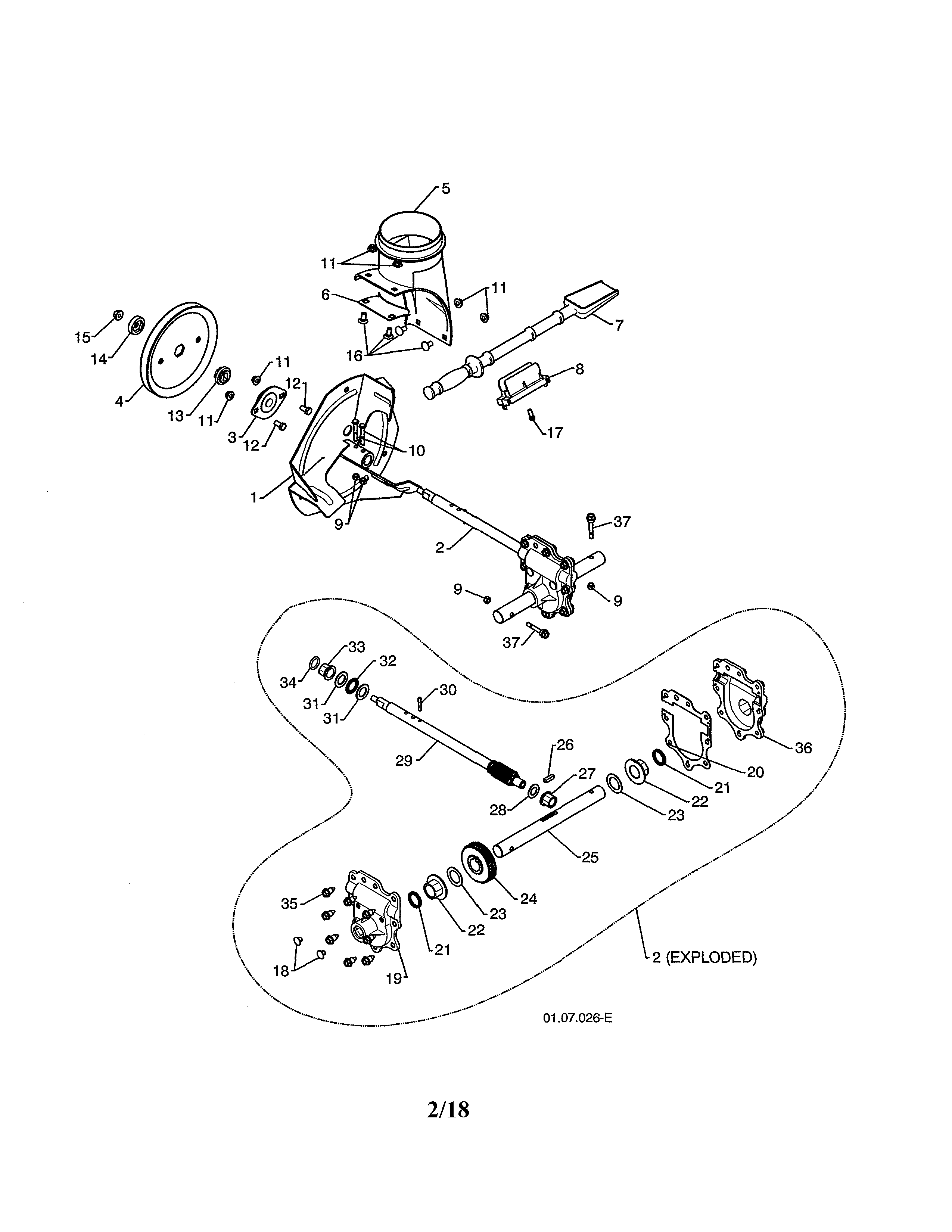 Poulan PR624ES-96198004300 impeller/gearbox diagram
