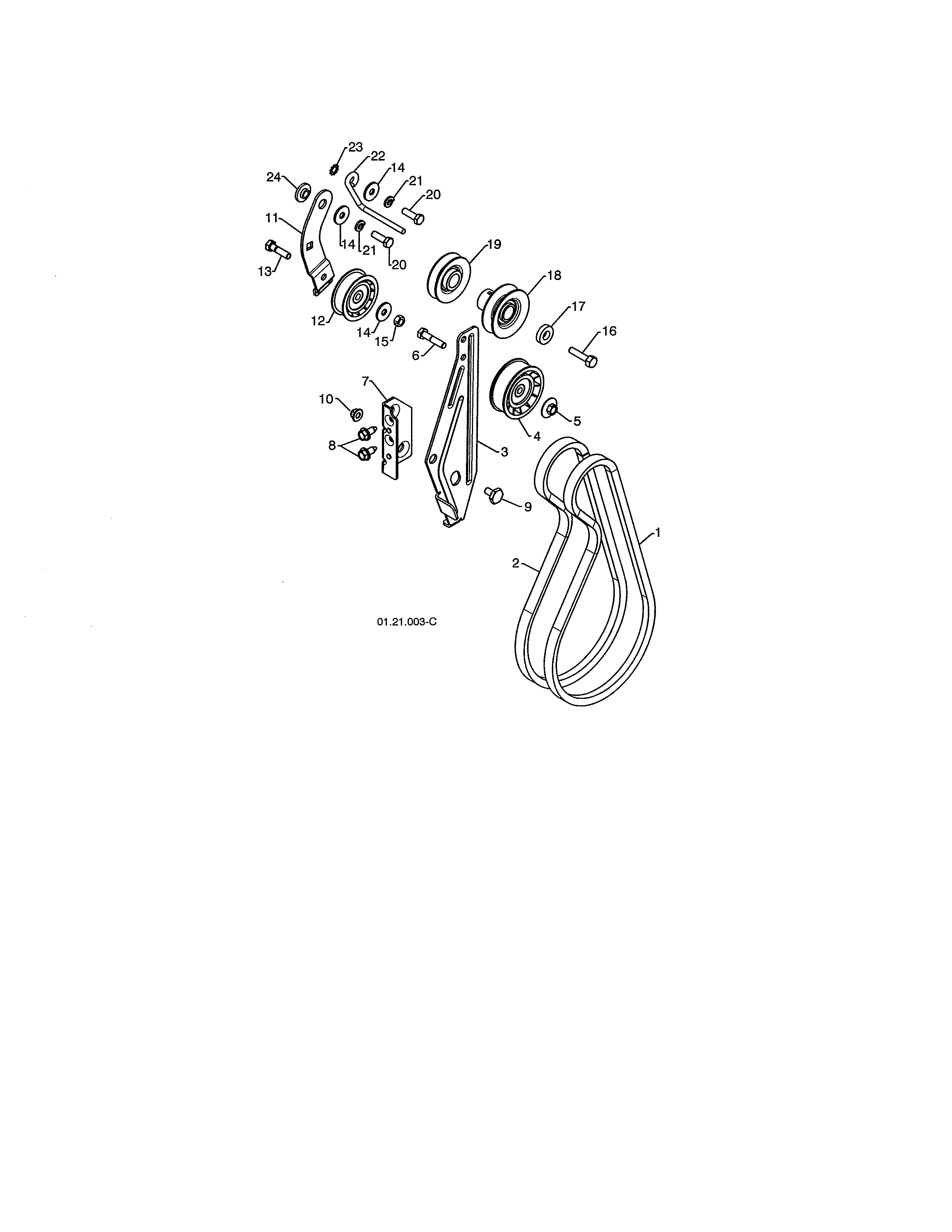 Poulan PR624ES-96198004300 impeller & traction belts diagram