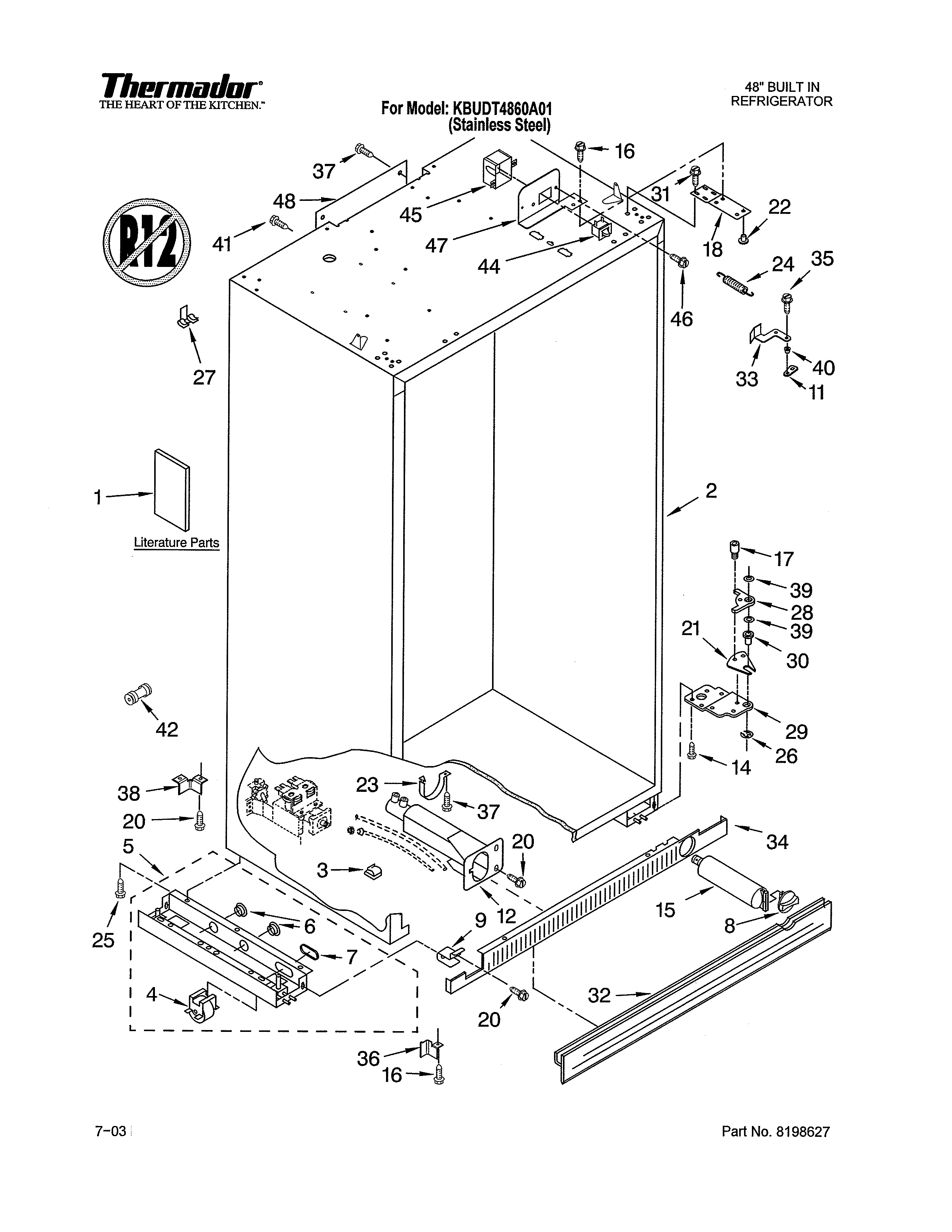 Thermador KBUDT4860A/01 cabinet diagram