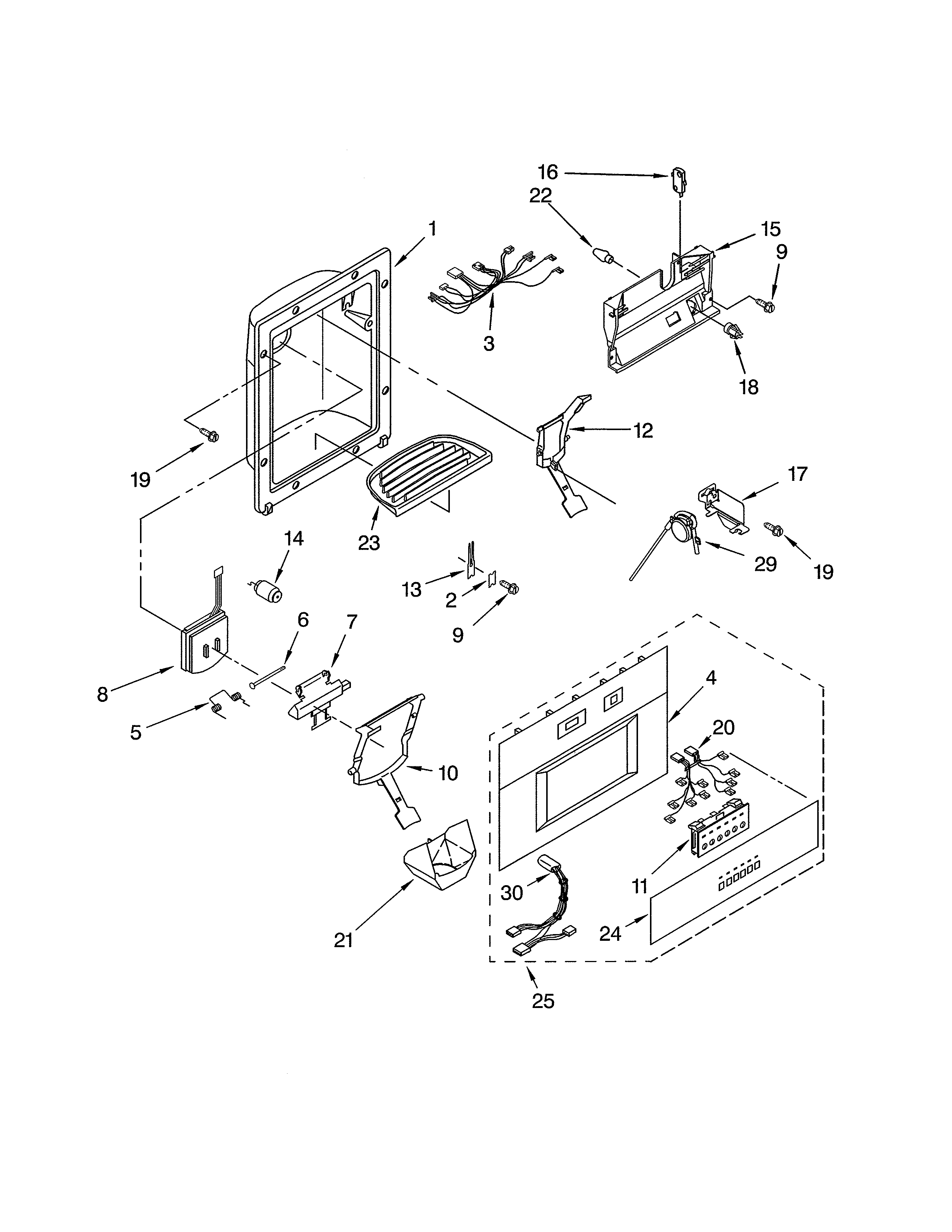 Thermador KBUDT4860A/01 dispenser front diagram