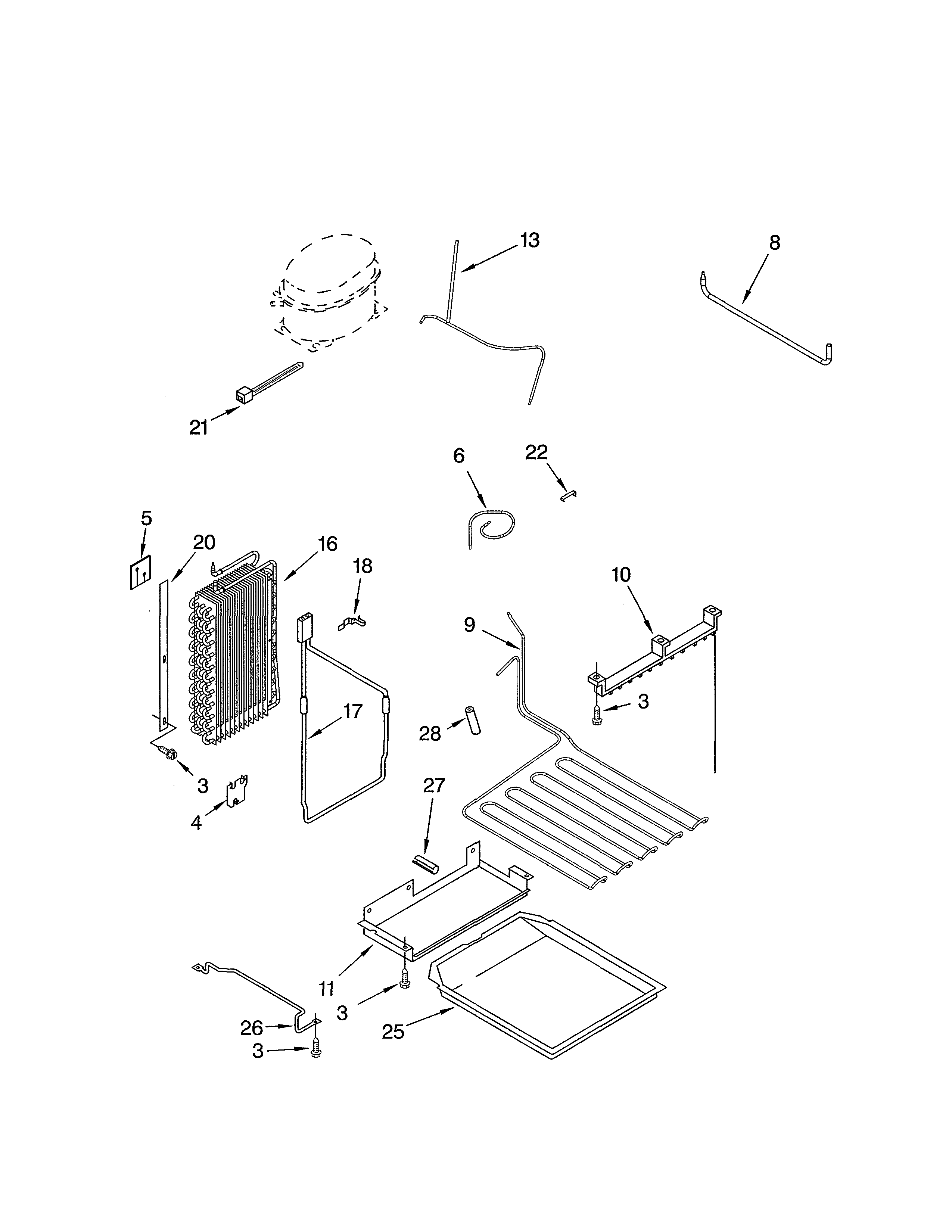 Thermador KBUDT4860A/01 lower unit & tube diagram