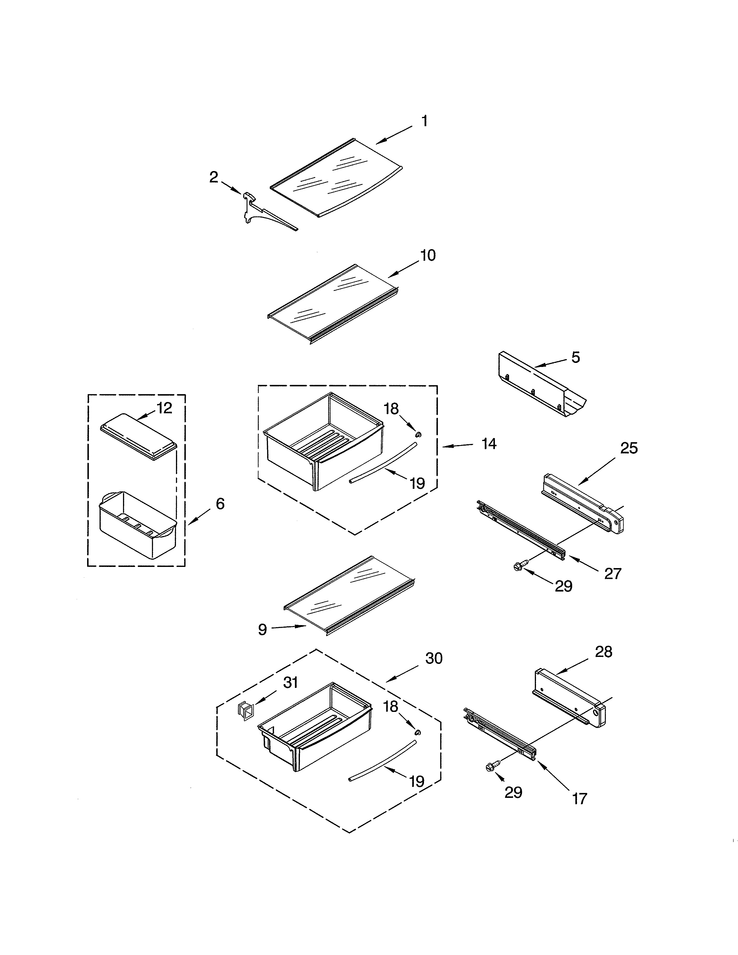 Thermador KBUDT4860A/02 refrigerator shelf diagram