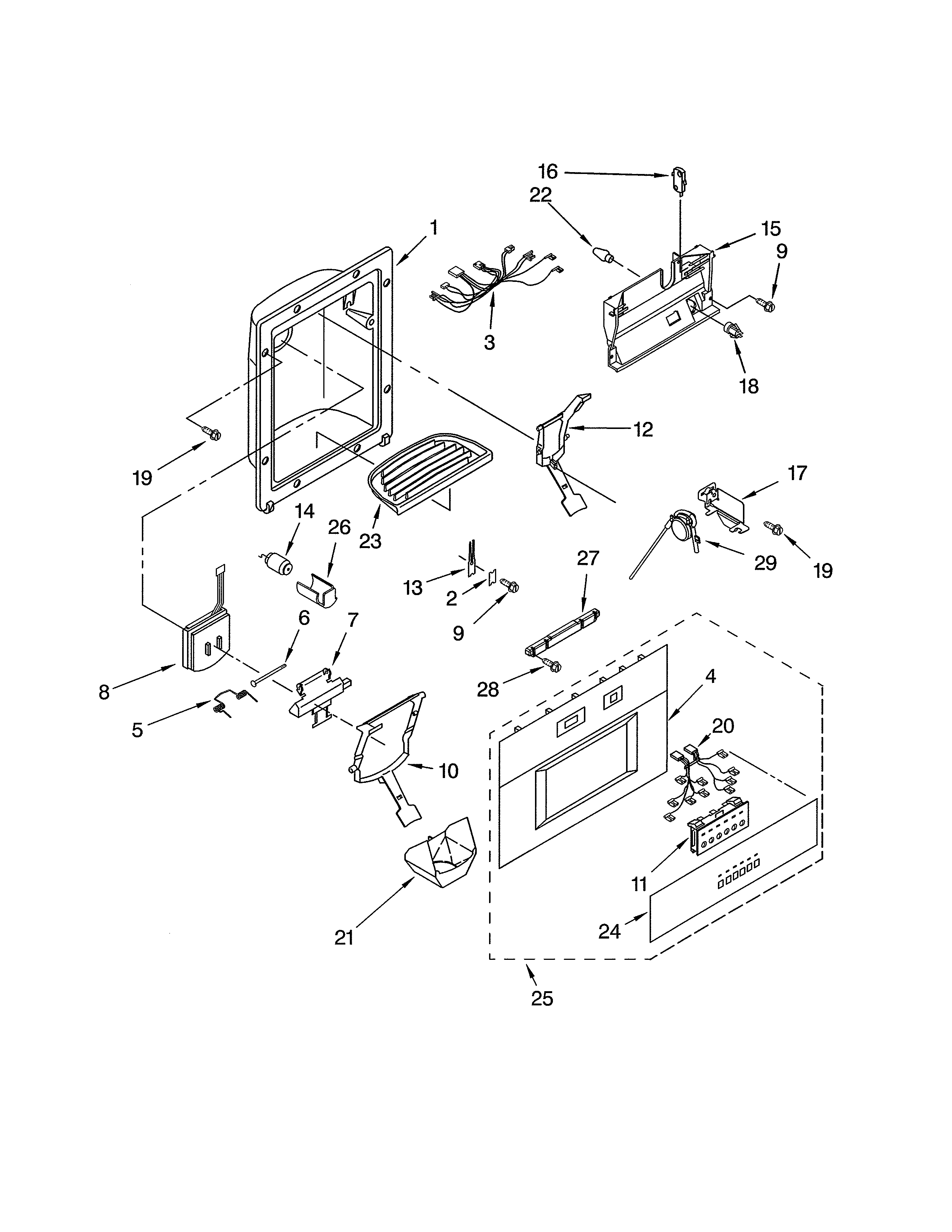 Thermador KBUDT4860A/02 dispenser front diagram