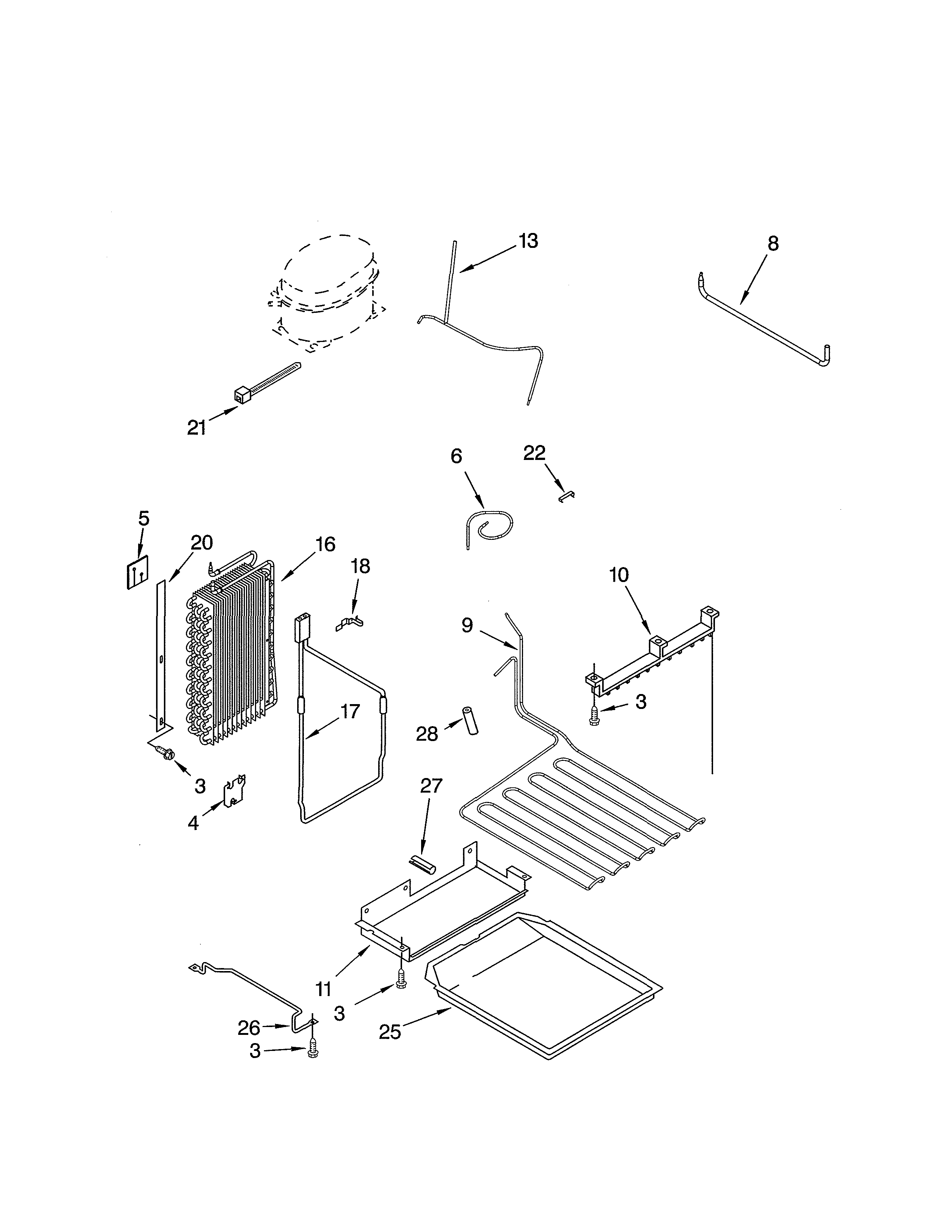 Thermador KBUDT4860A/02 lower unit & tube diagram