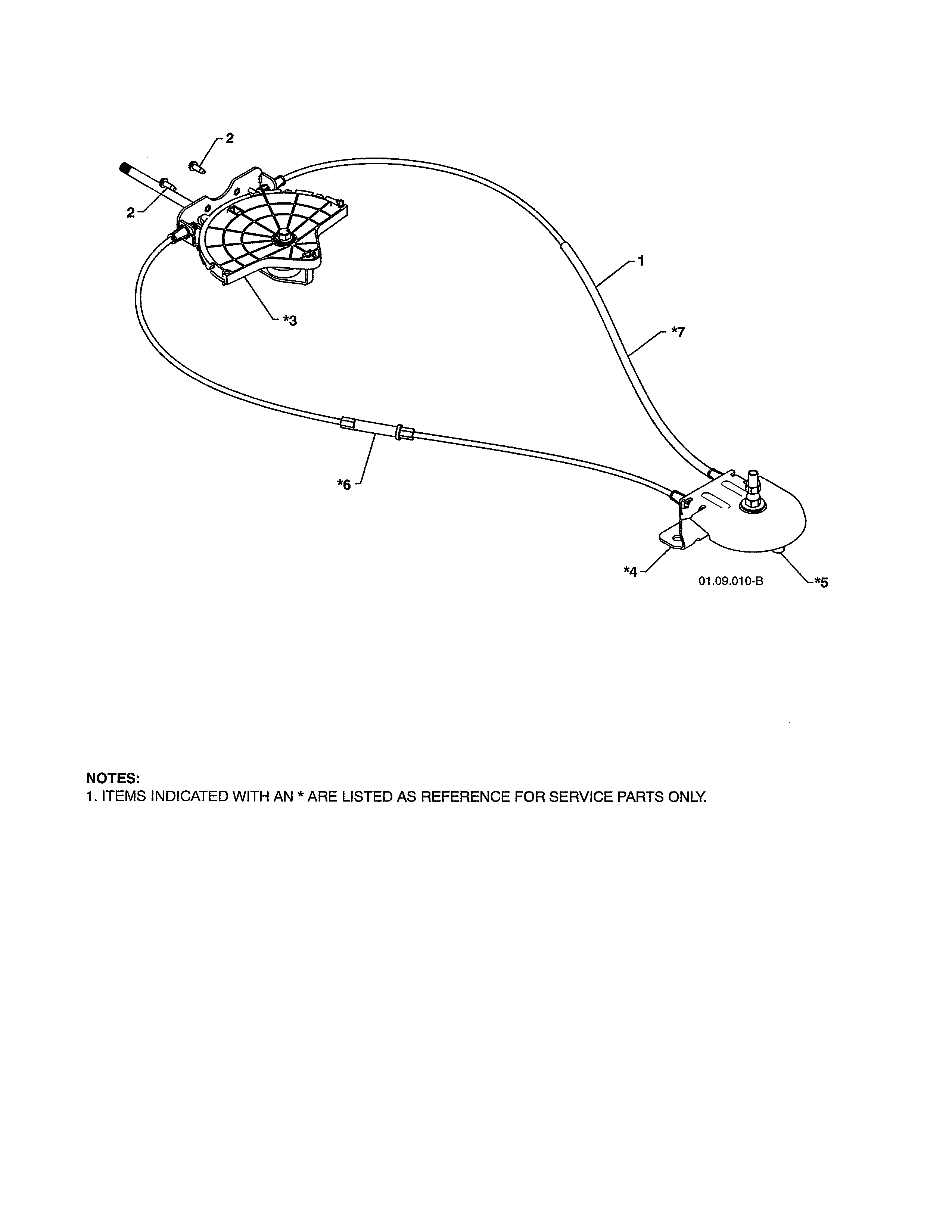 Poulan 96198004301 lever/cable rotator diagram