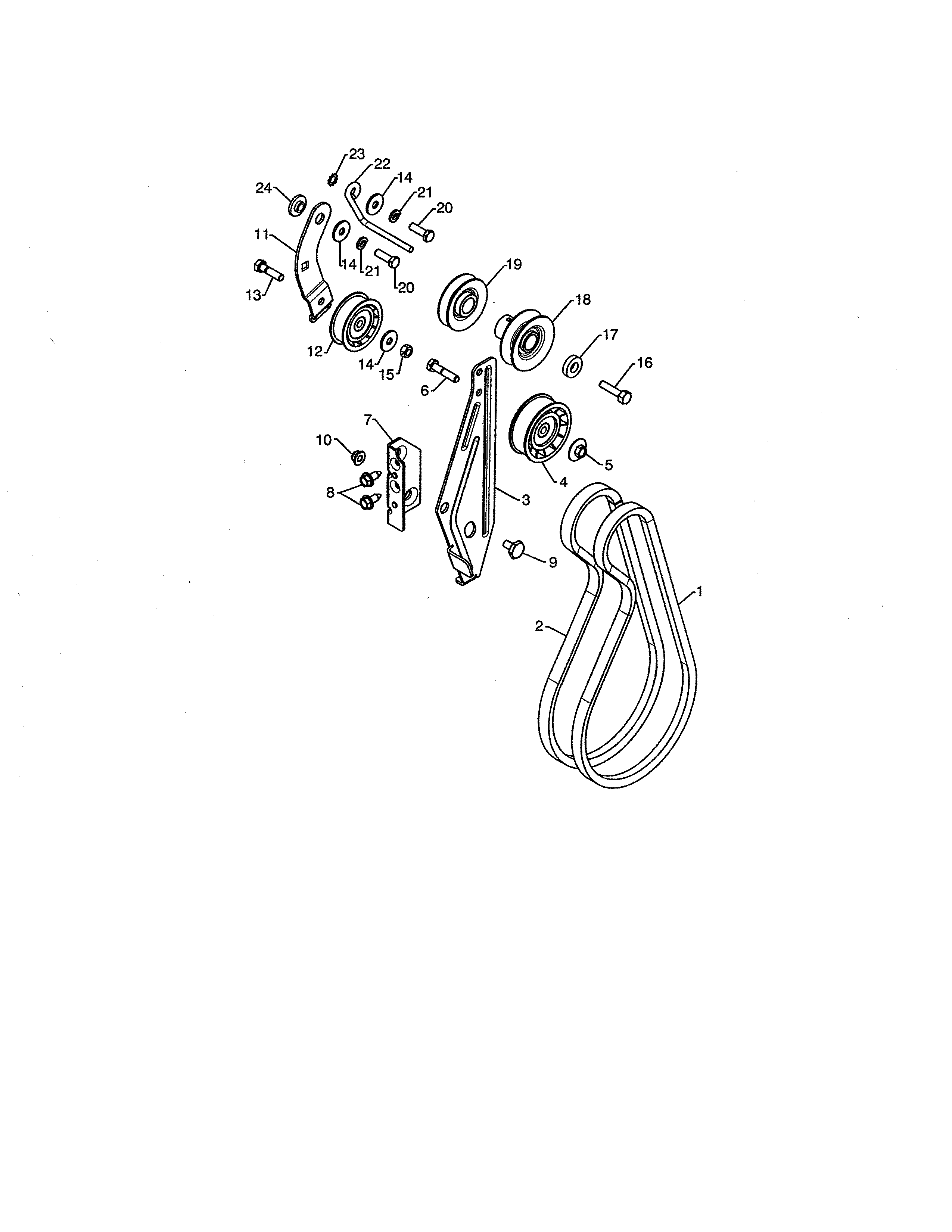 Poulan PR624ES-96198004600 impeller & traction belts diagram