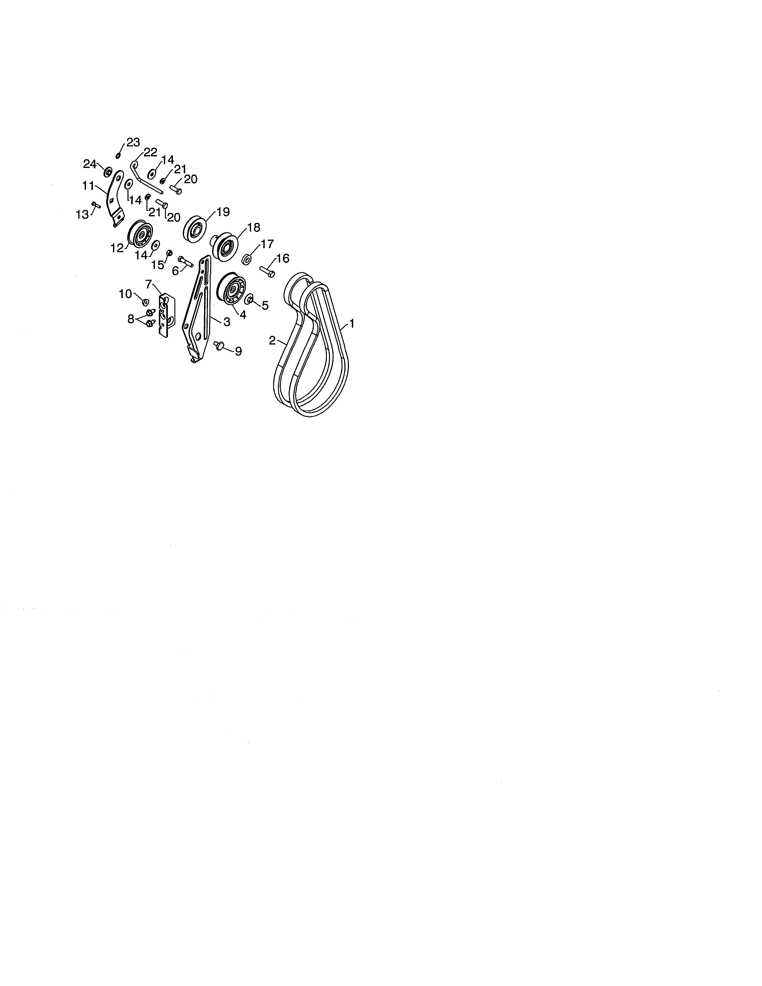 Poulan PR624ES-96198004602 impeller & traction belts diagram