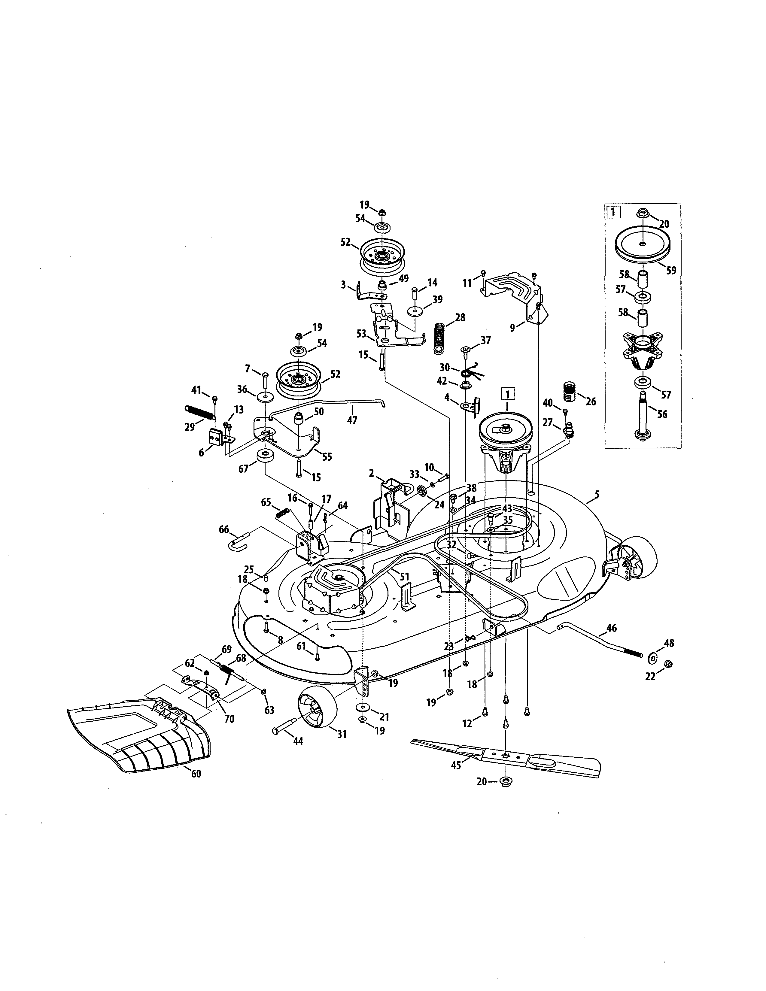 Craftsman 247255880 deck mower/spindle pulley diagram