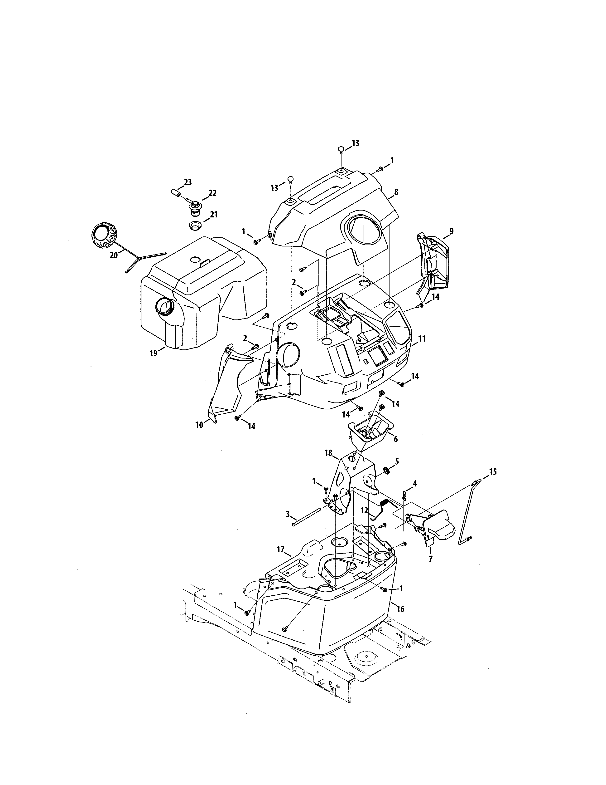Craftsman 247270460 fuel tank/dash panels diagram