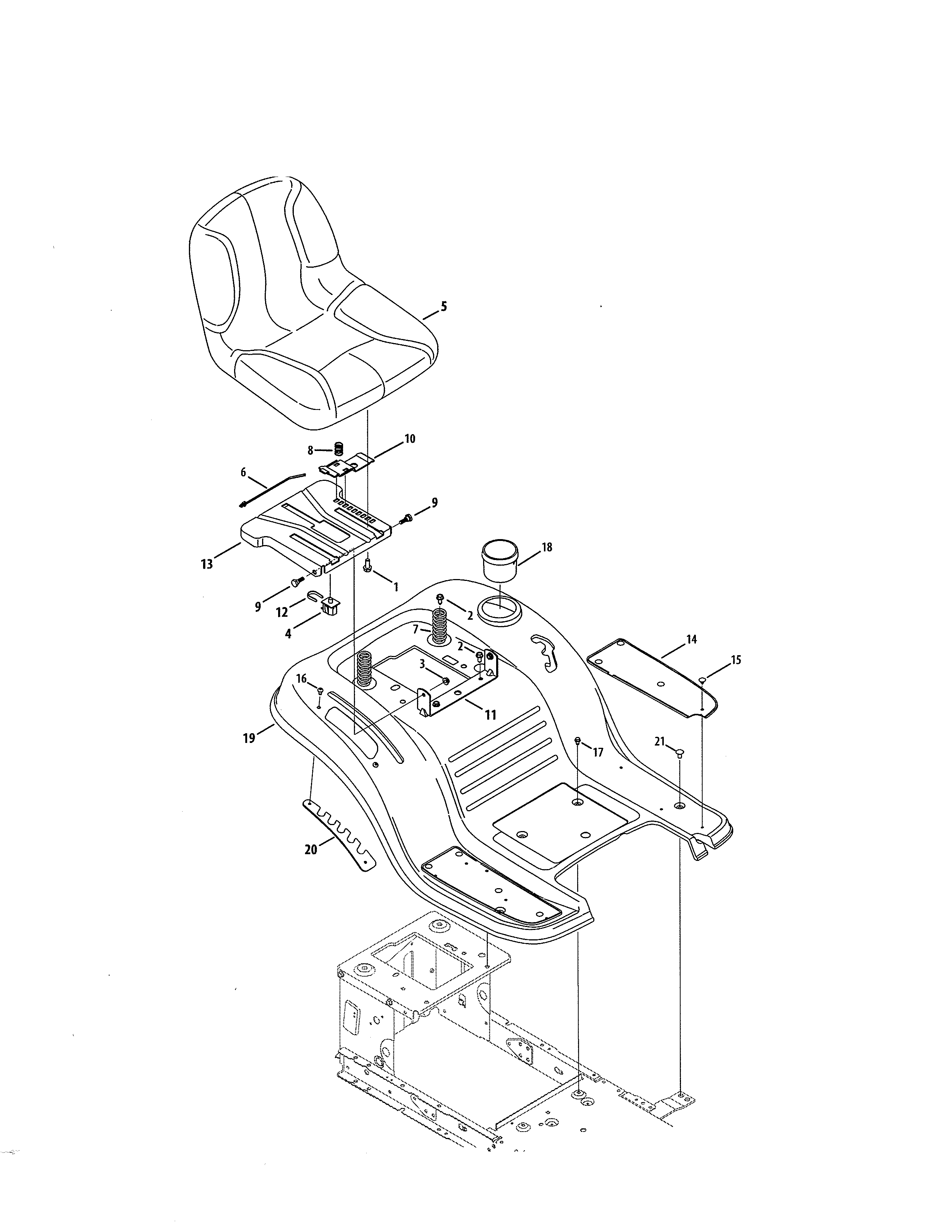 MTD 13BP78XS099 seat/fender diagram