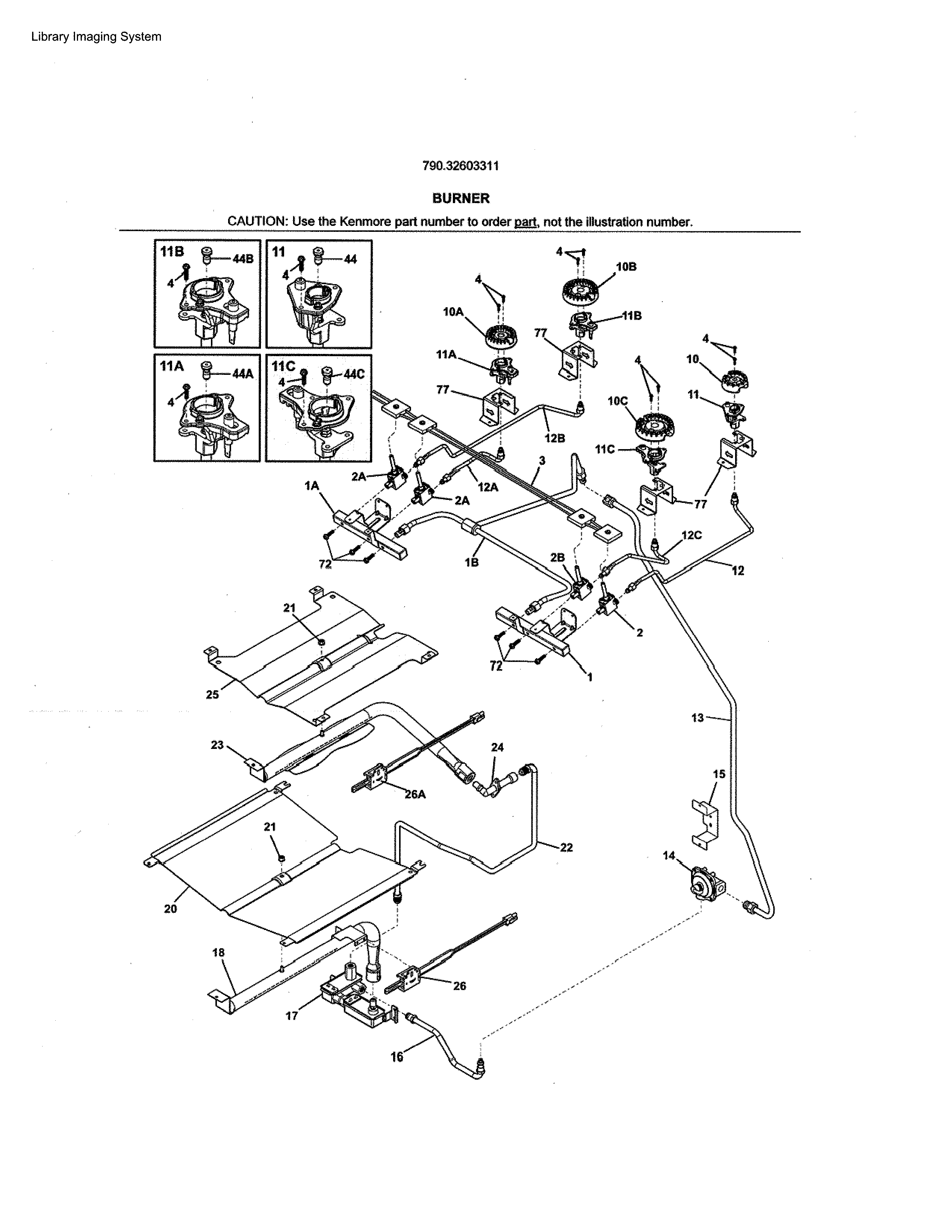 Kenmore 79032603311 burner diagram