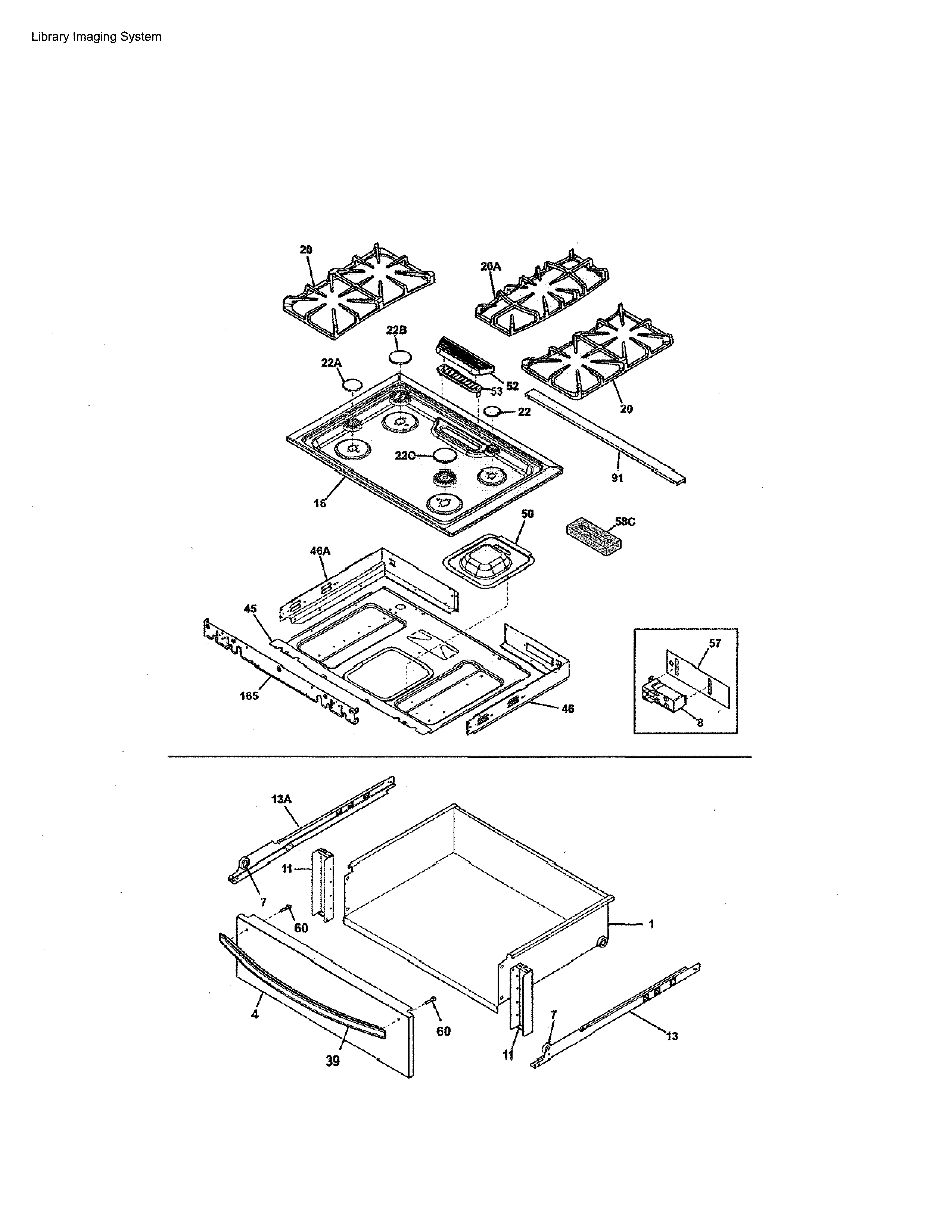 Kenmore 79032603311 top/drawer diagram