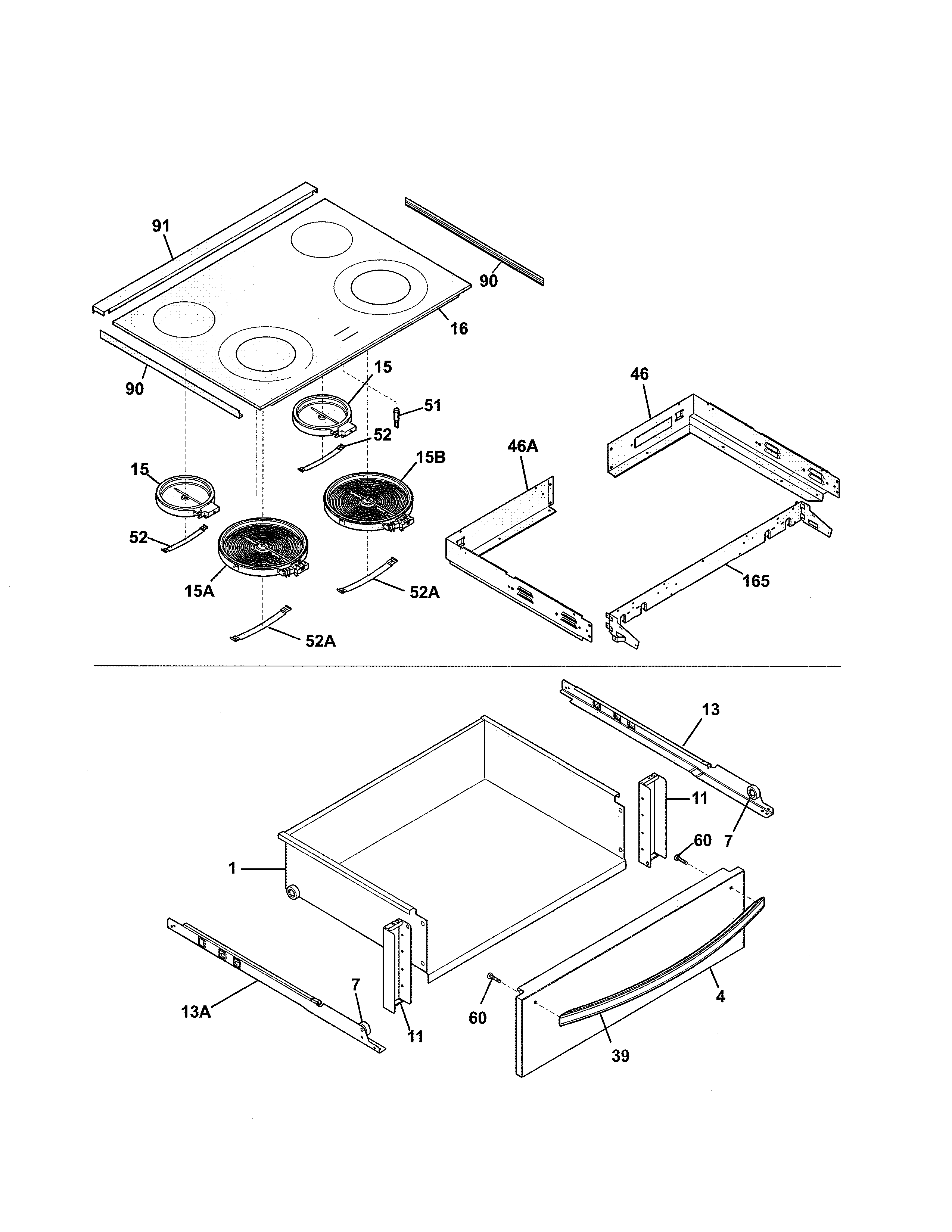 Kenmore 79042533311 top/drawer diagram