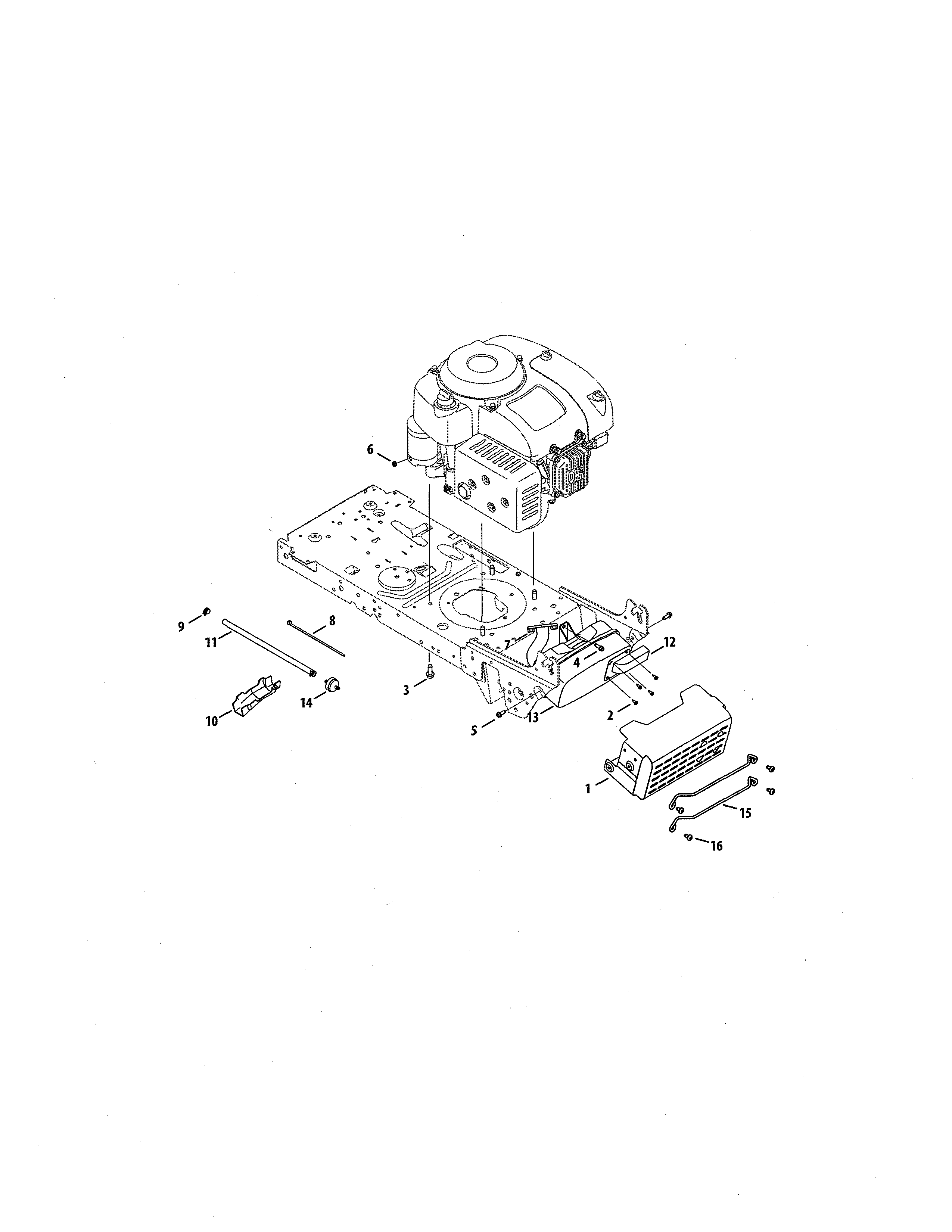MTD 13A878XS099 engine/muffler/shield diagram