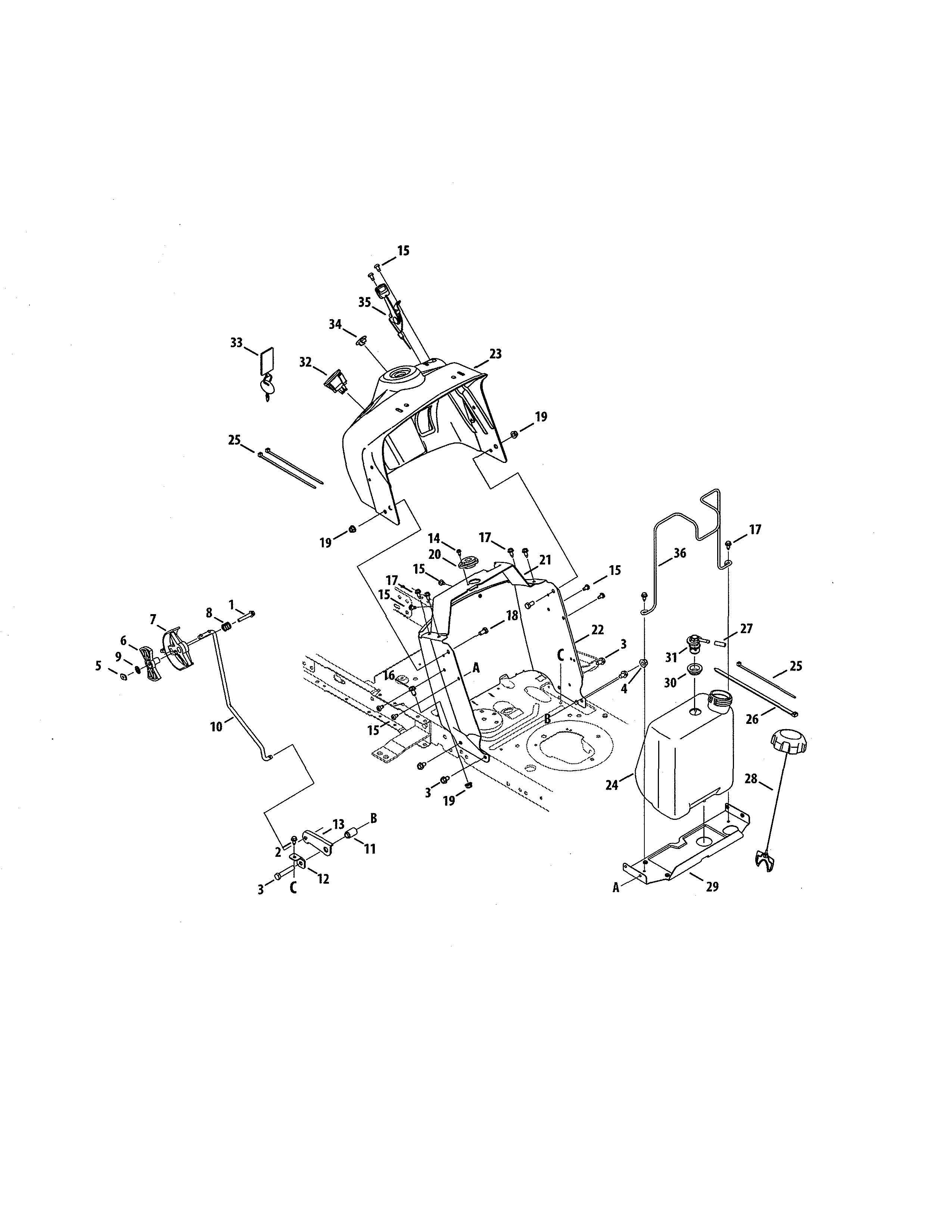 Craftsman 247273741 fuel tank/upper dash panel diagram