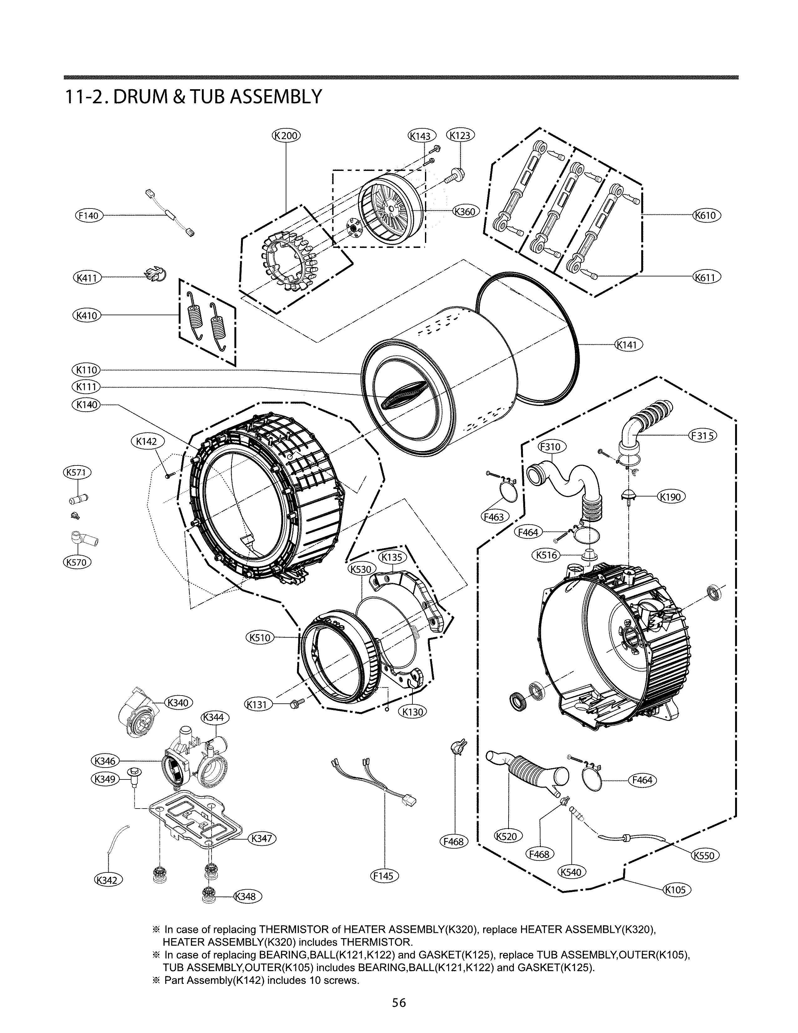 Kenmore 79641262610 drum & tub diagram