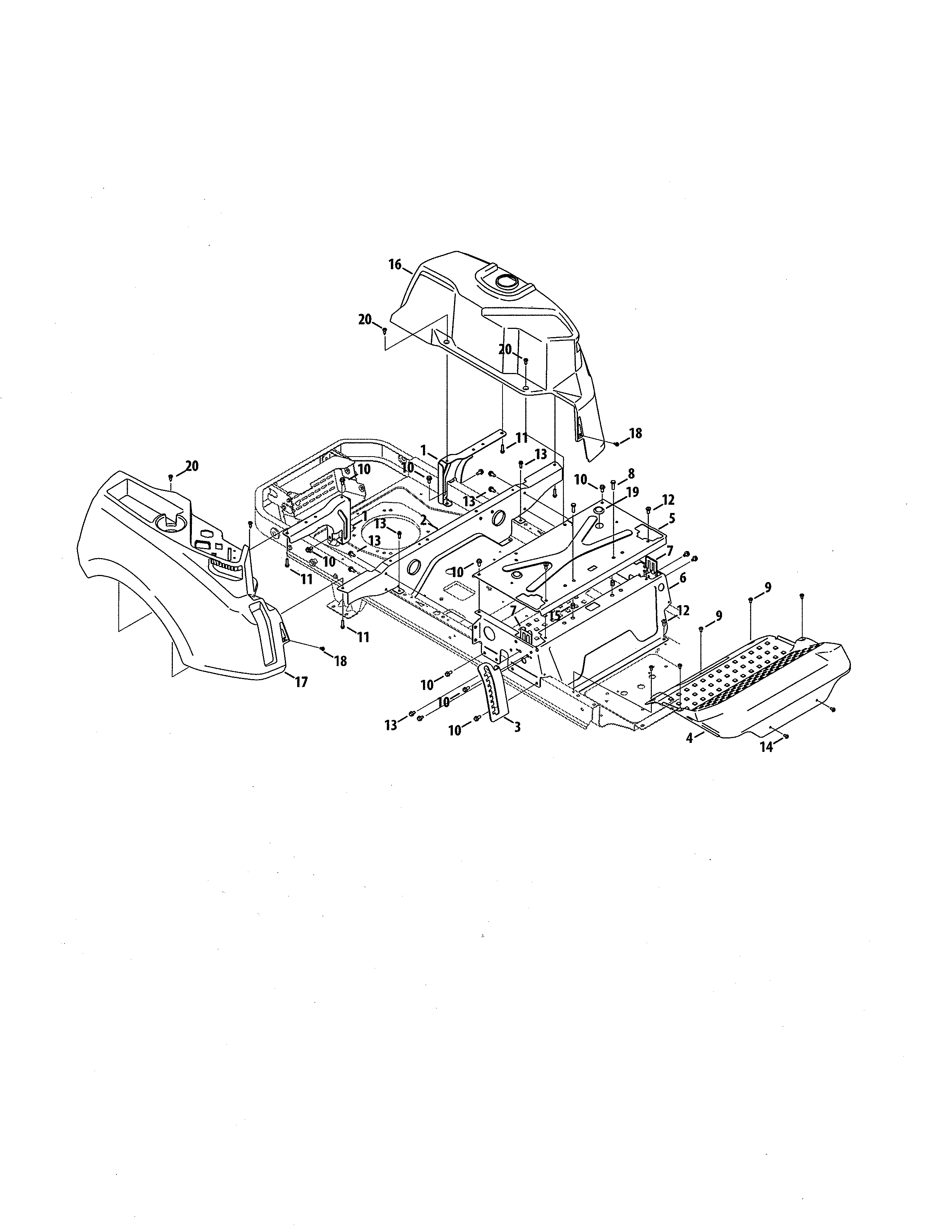 MTD 17BKCACS099 console/floor board diagram