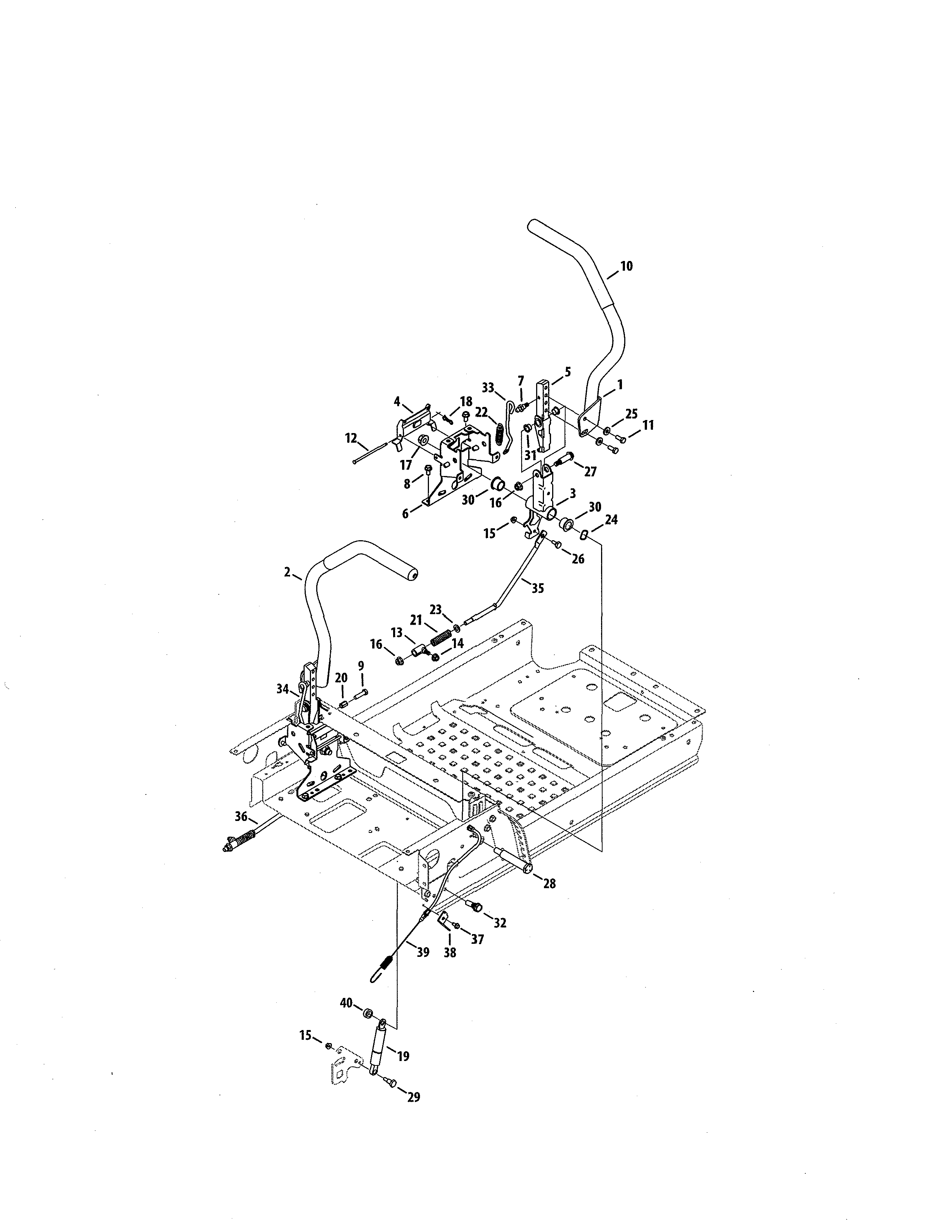MTD 17BKCACS099 lapbar levers diagram