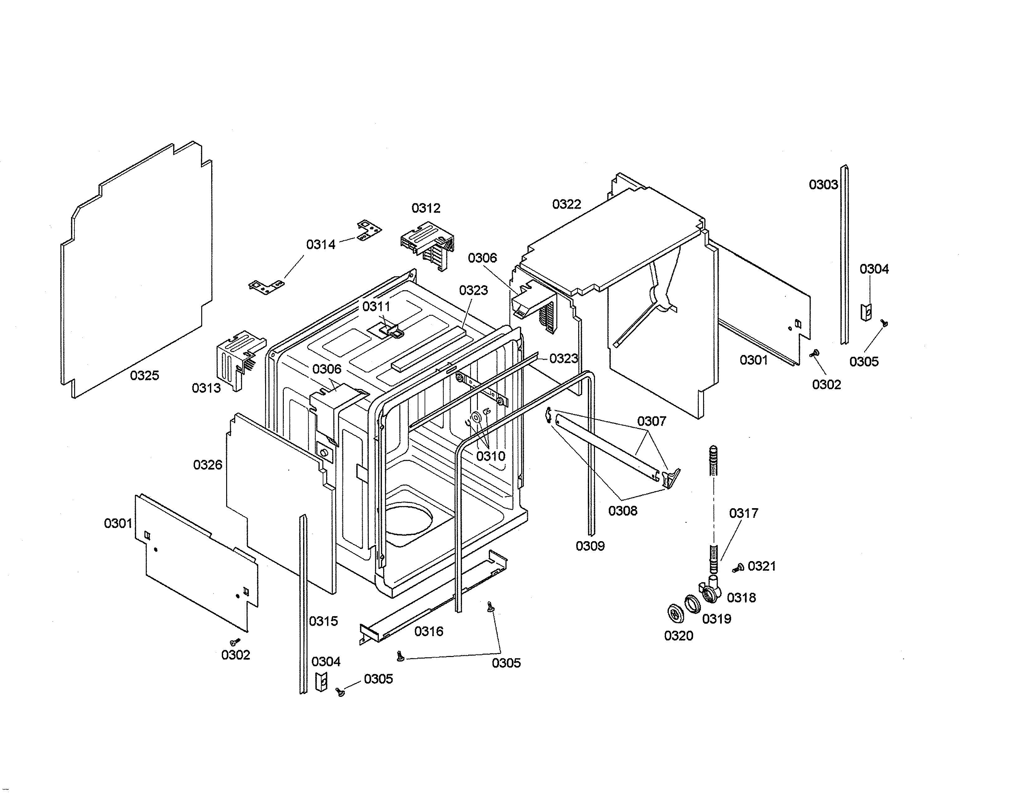 Bosch SHY56A05UC/23 tub diagram
