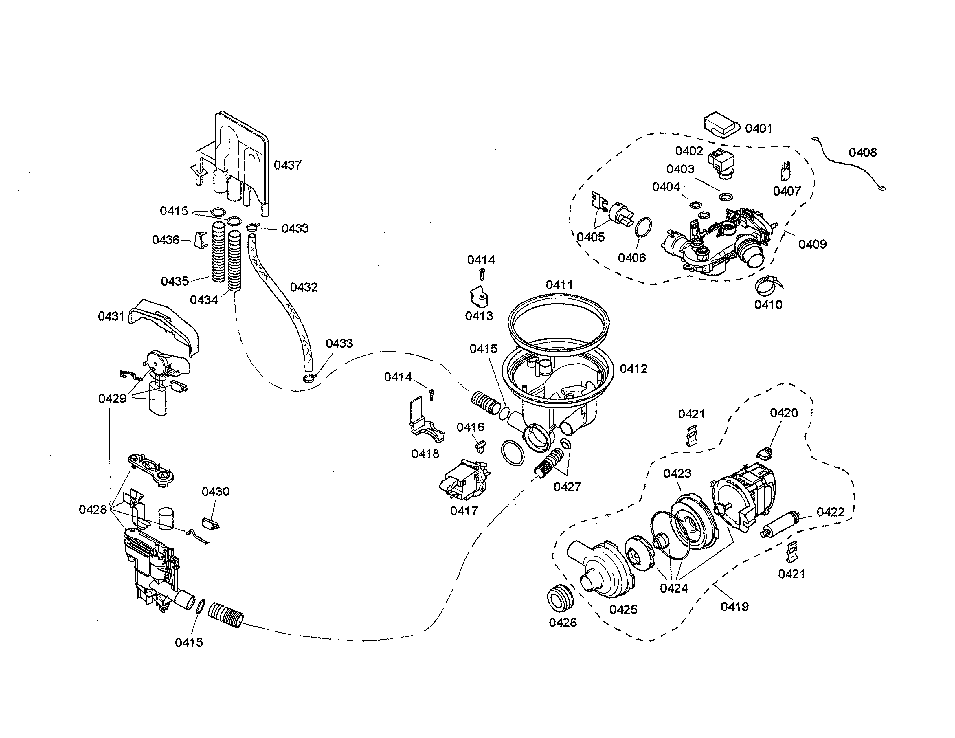 Bosch SHY56A05UC/23 sump/water heater/pump diagram