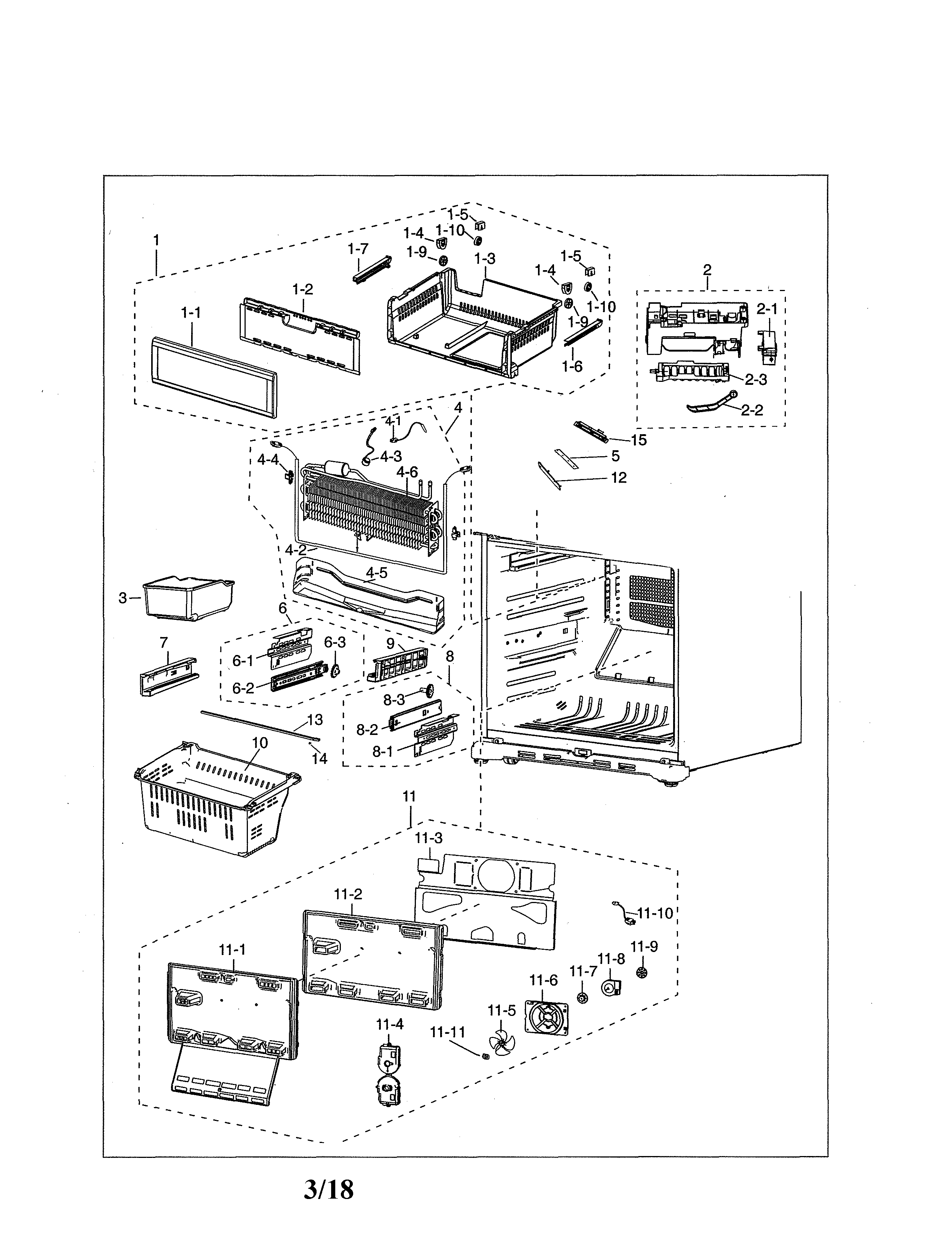 Samsung RF18HFENBSR/AA-00 freezer diagram