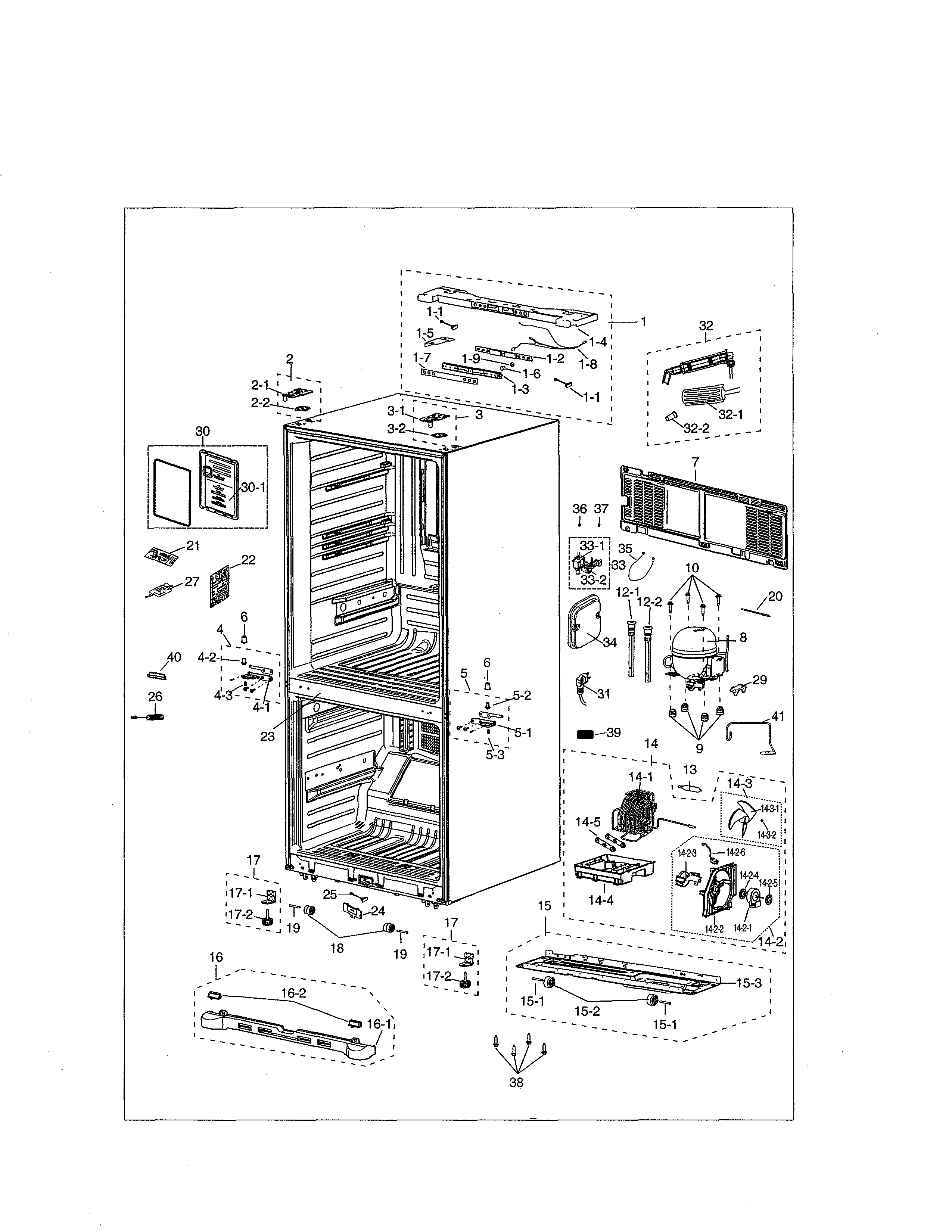 Samsung RF18HFENBSR/AA-00 cabinet diagram