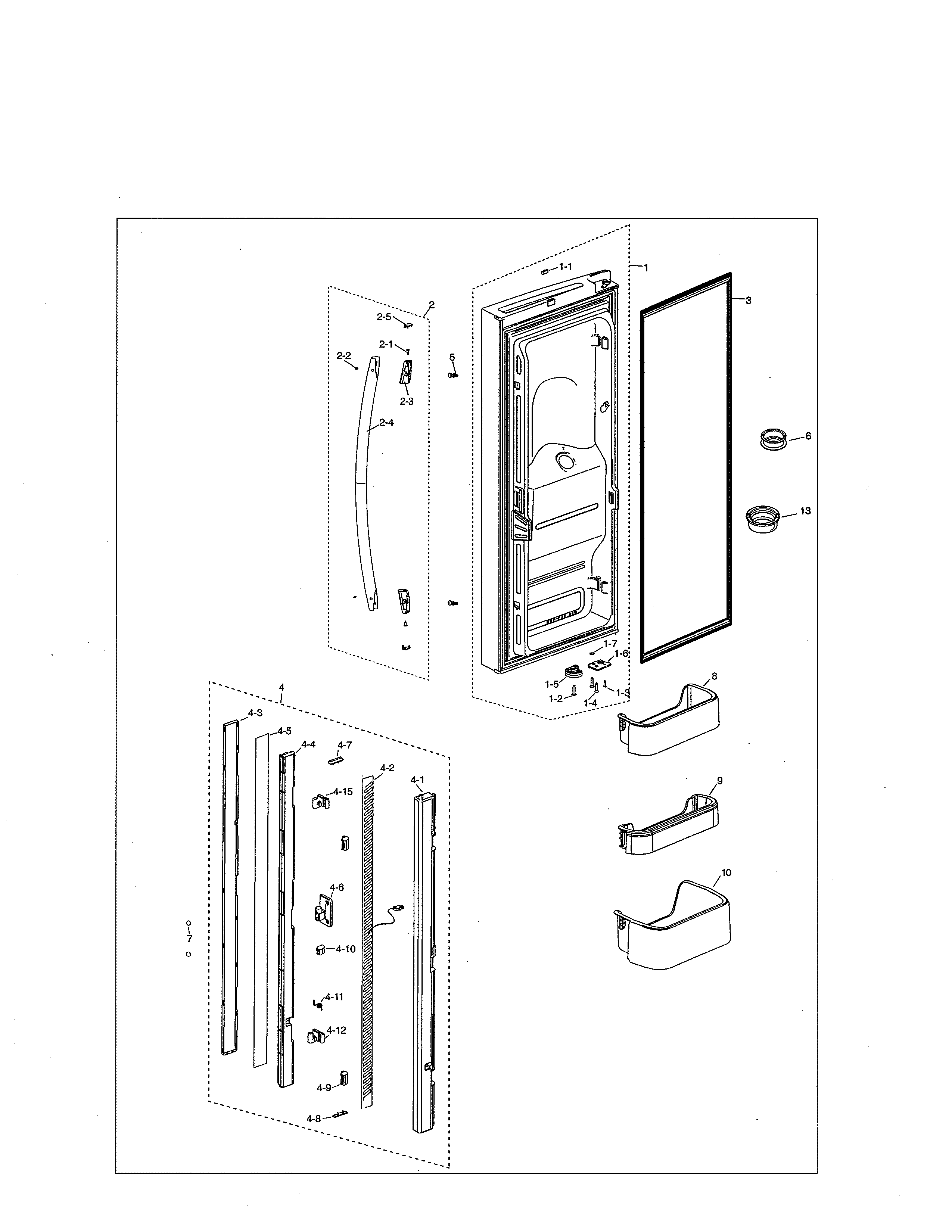 Samsung RF18HFENBSR/AA-00 fridge door left diagram
