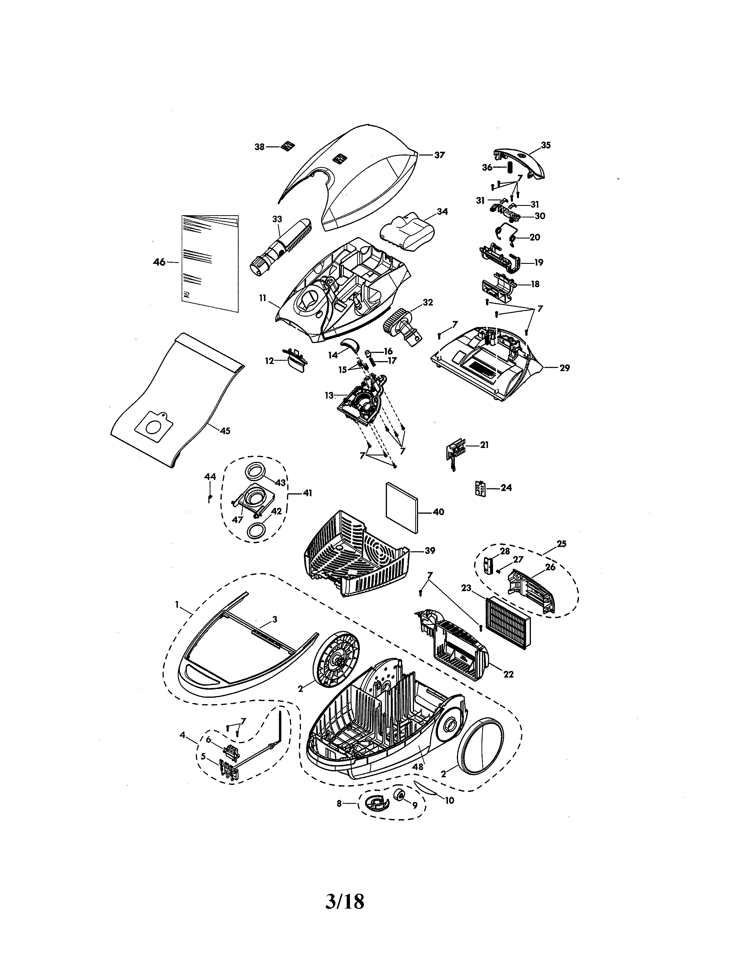 Kenmore Elite 12521814610 vacuum cleaner body diagram