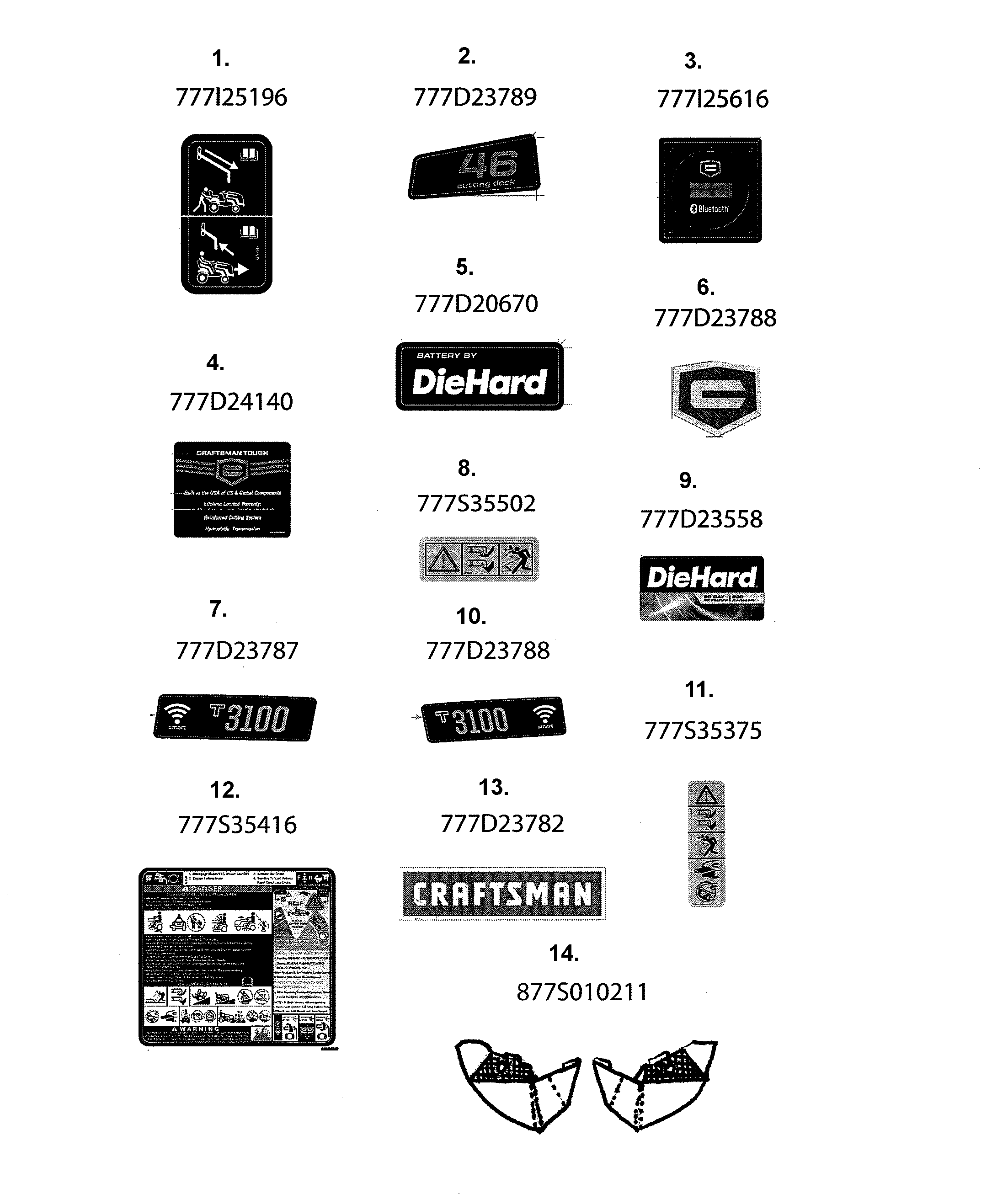 MTD 13ATA1ZT099 decals diagram