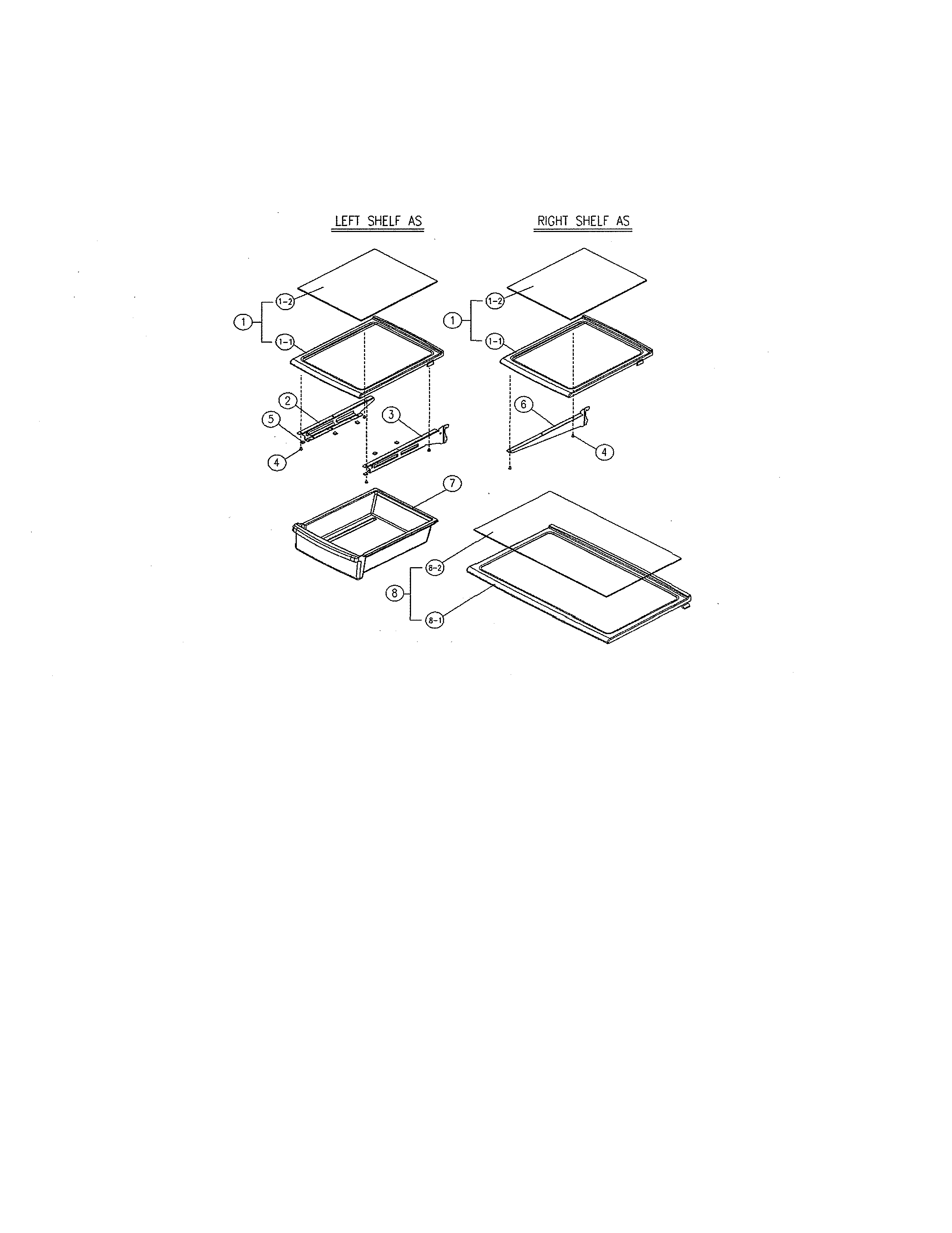 Kenmore 11161205710 full & half width shelf diagram
