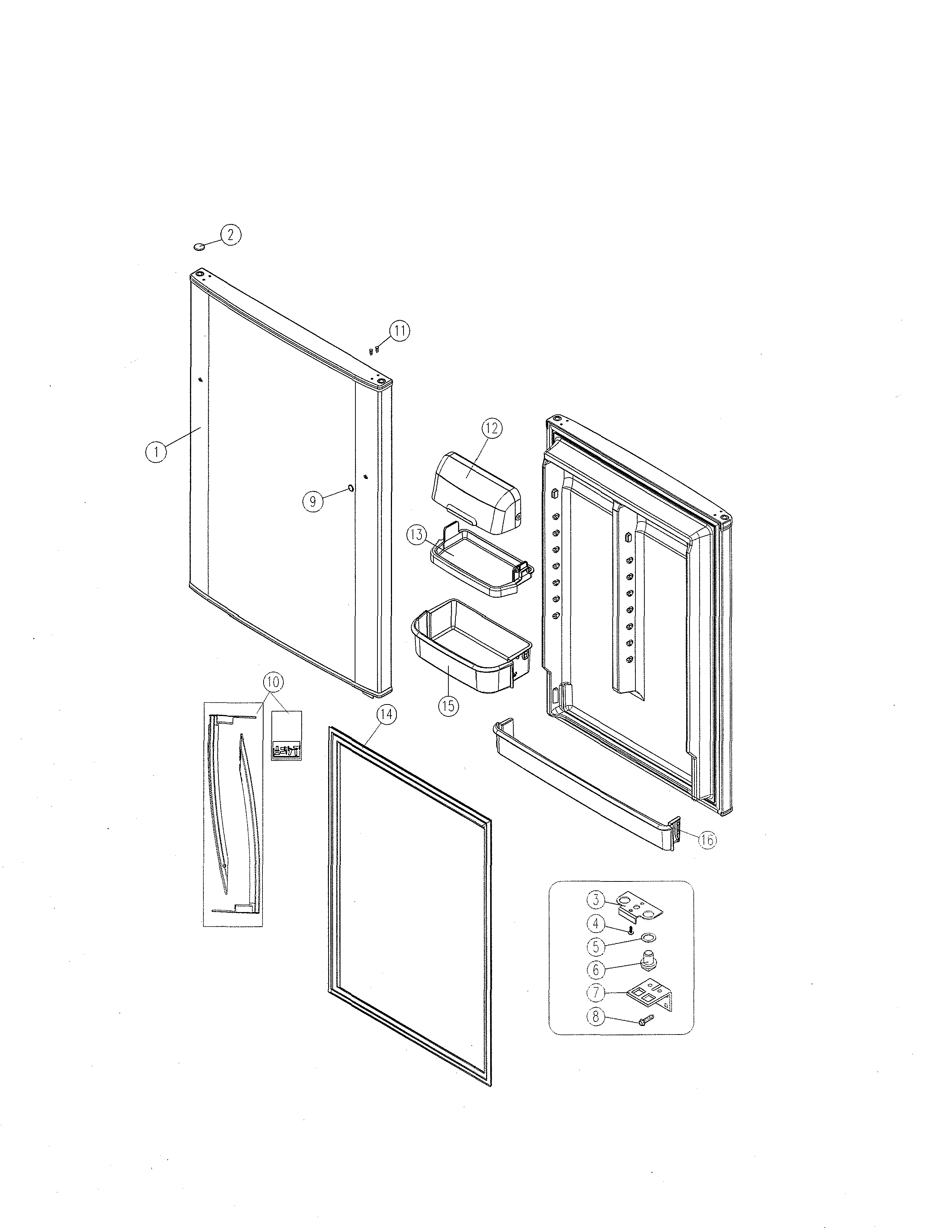 Kenmore 11161215611 fresh food door diagram
