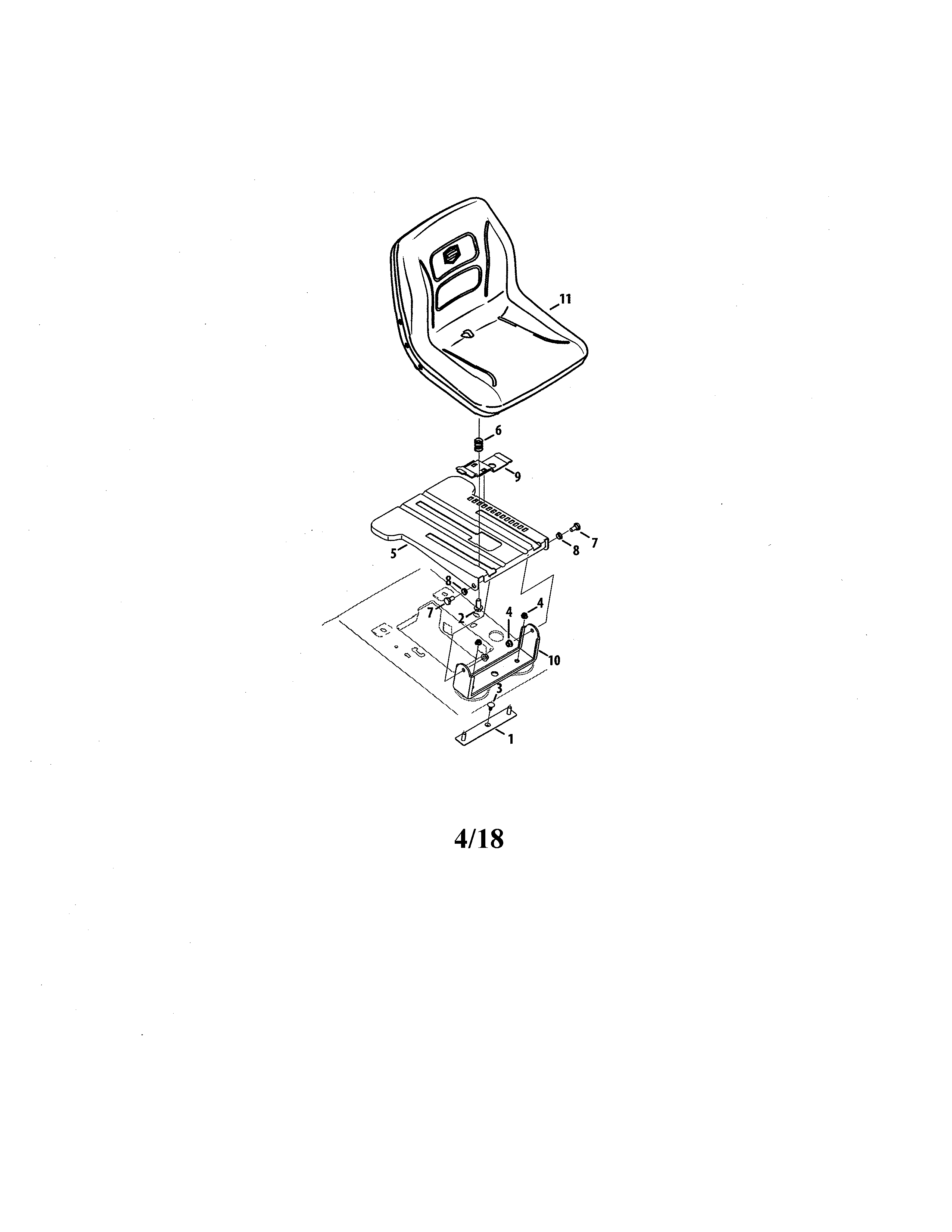 MTD 13AJA1ZS099 seat diagram