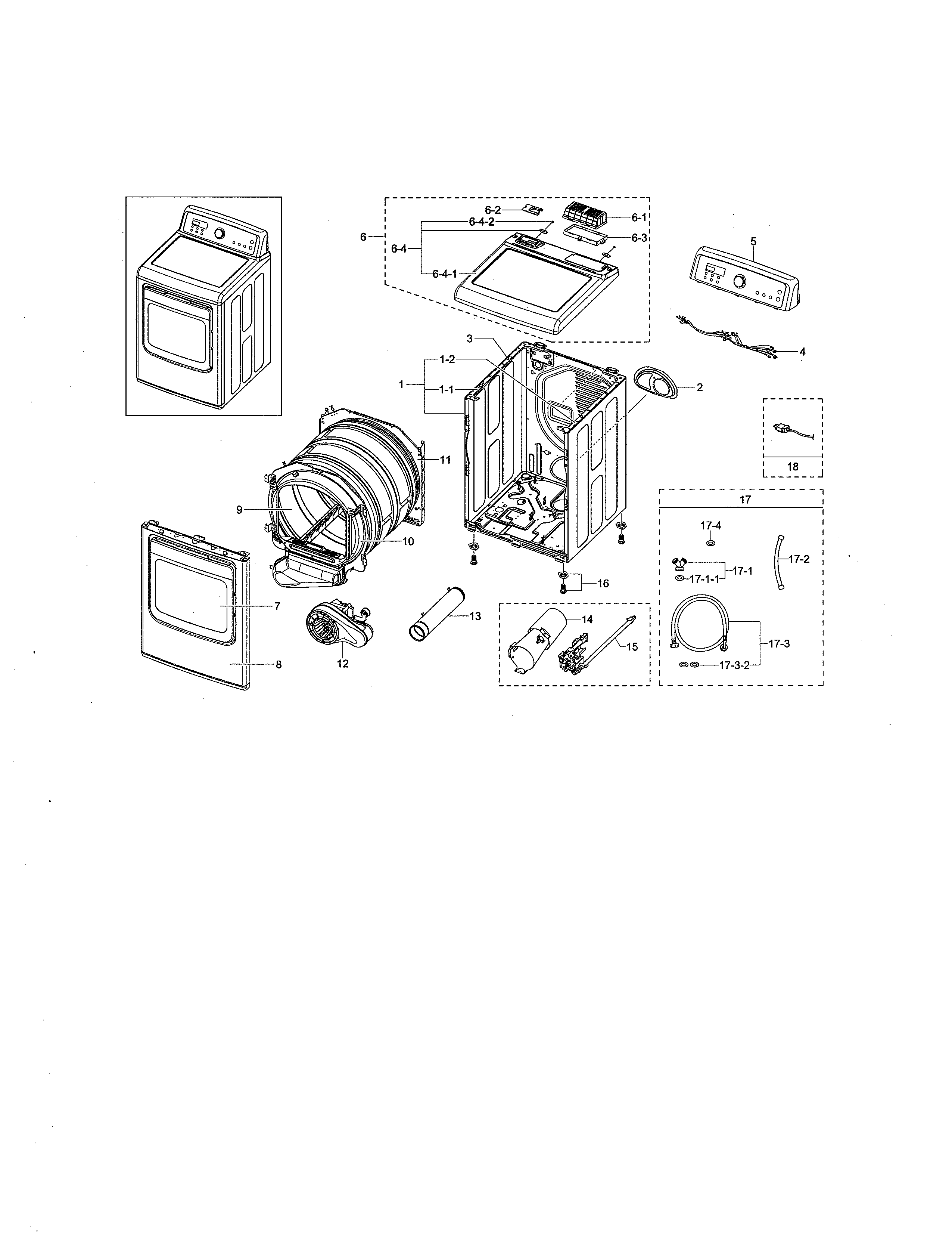 Samsung DV476GTHAWR/A1-01 main parts diagram