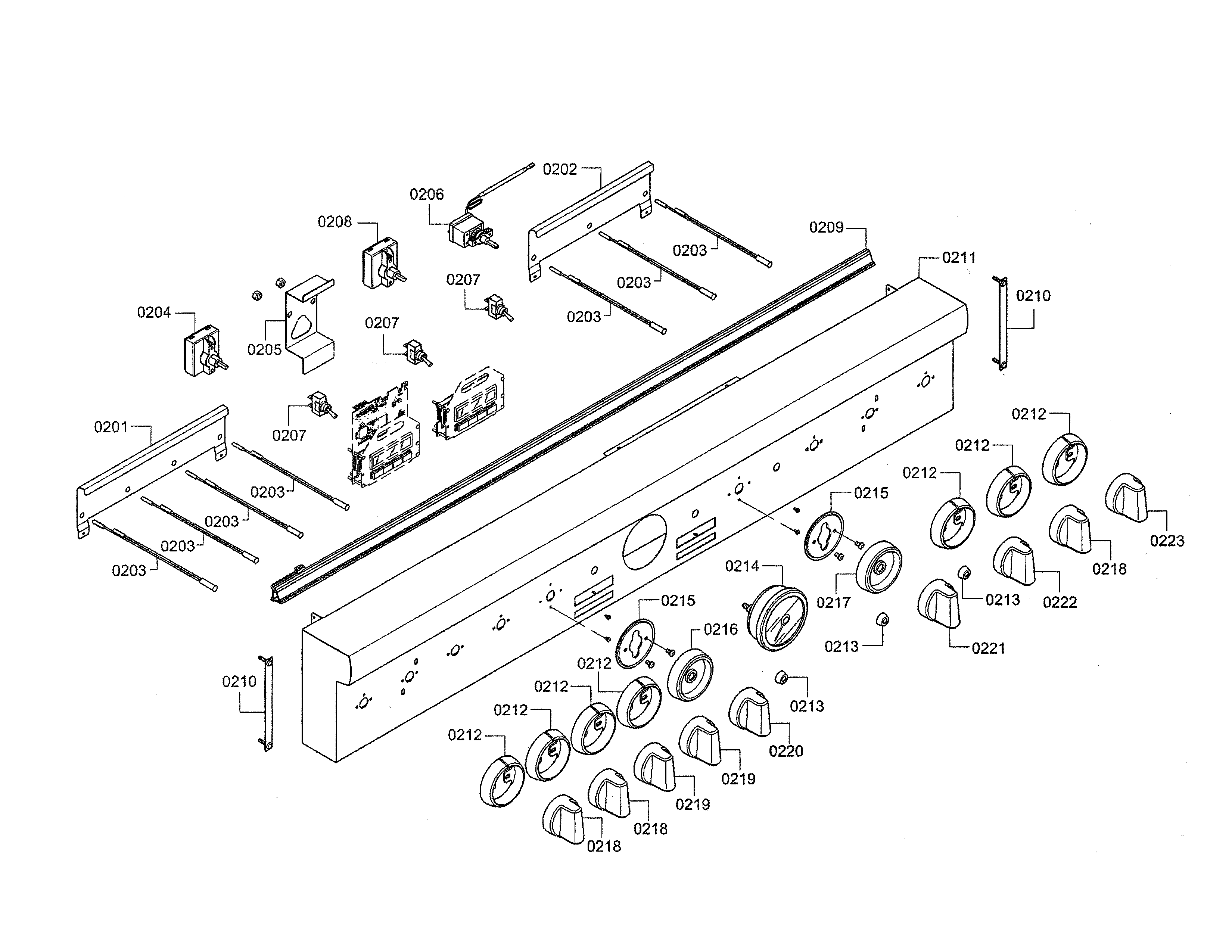 Thermador PRD48JDSGU/09 facia panel/knobs diagram