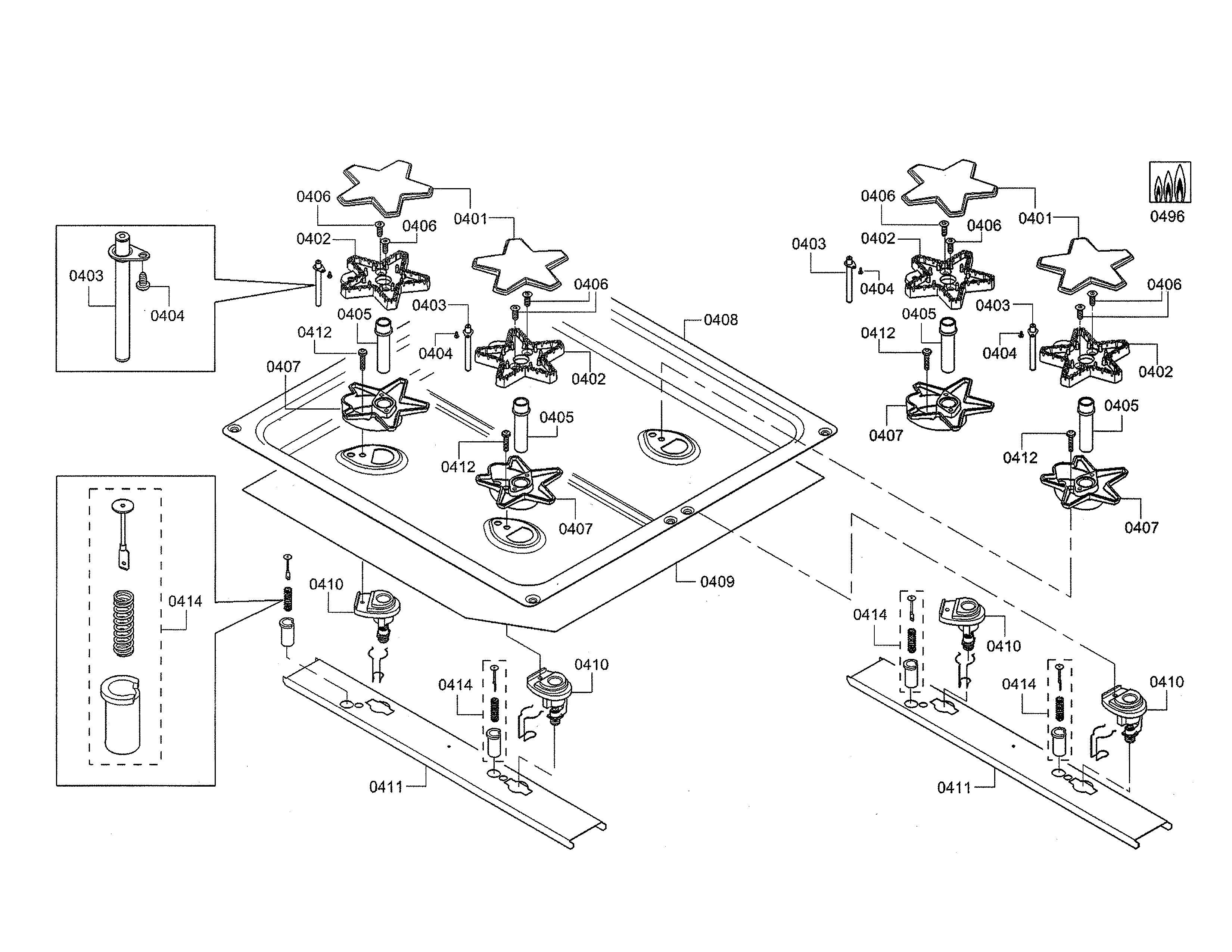 Thermador PRD48JDSGU/09 heat shield/jet holder diagram