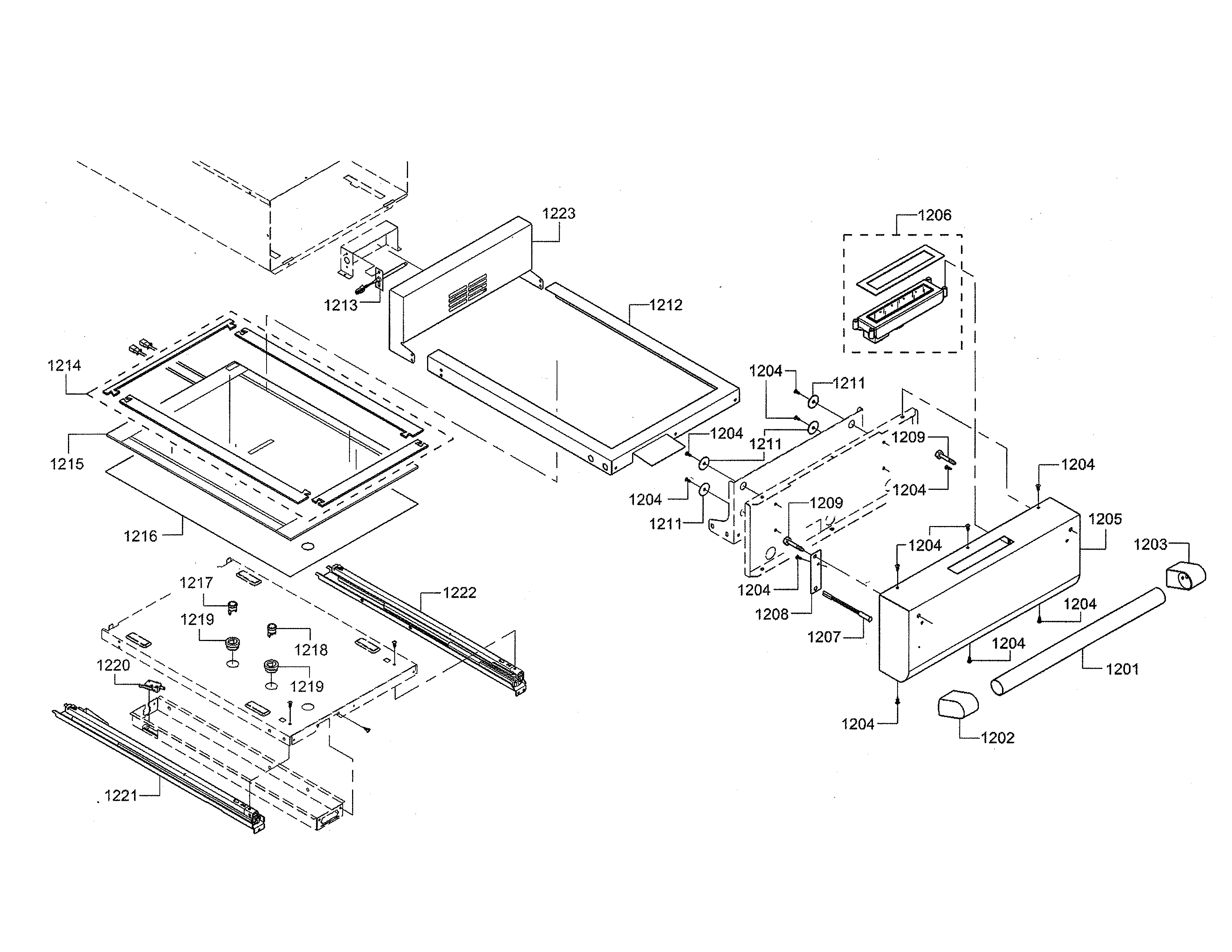 Thermador PRD48JDSGU/09 facia panel/frame diagram