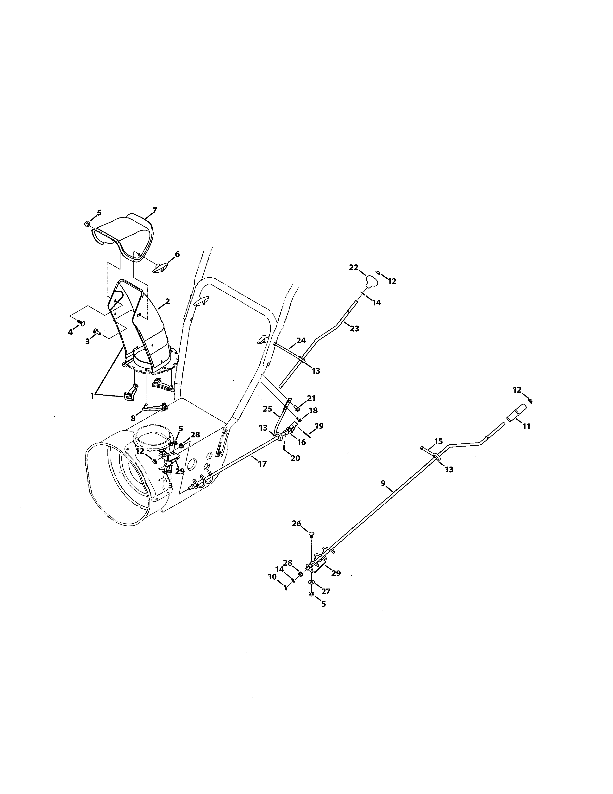 Craftsman 247529180 standard 2-way chute diagram