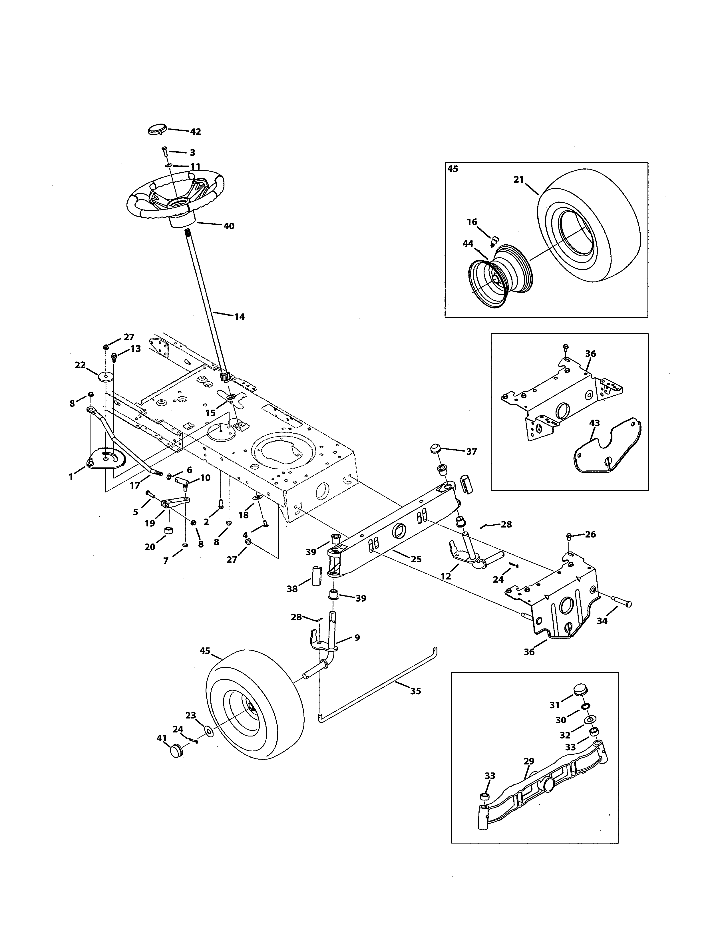 Troybilt 13WX78KS011 front end steering diagram